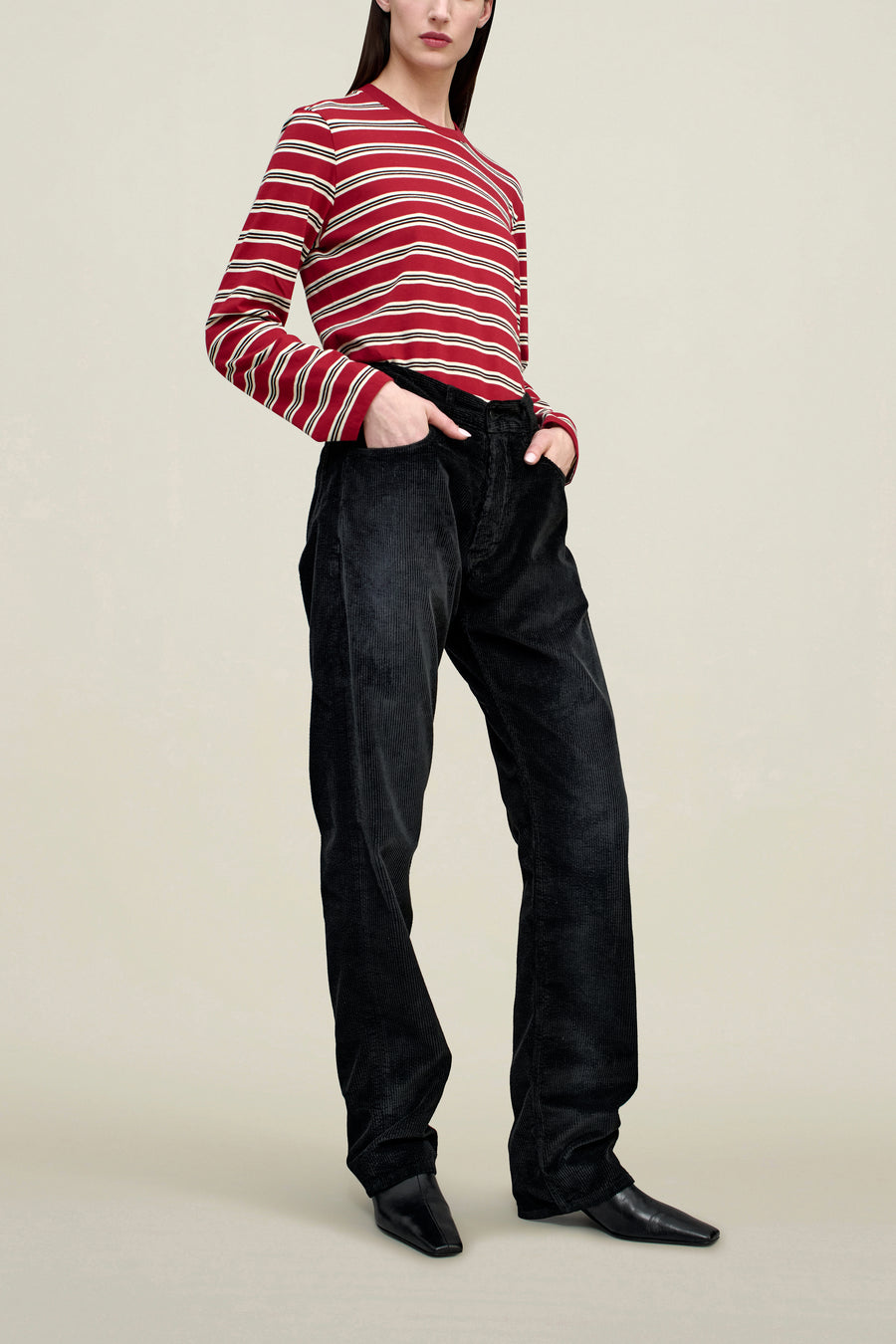 Gabby Tapered Jean in Distressed Corduroy
