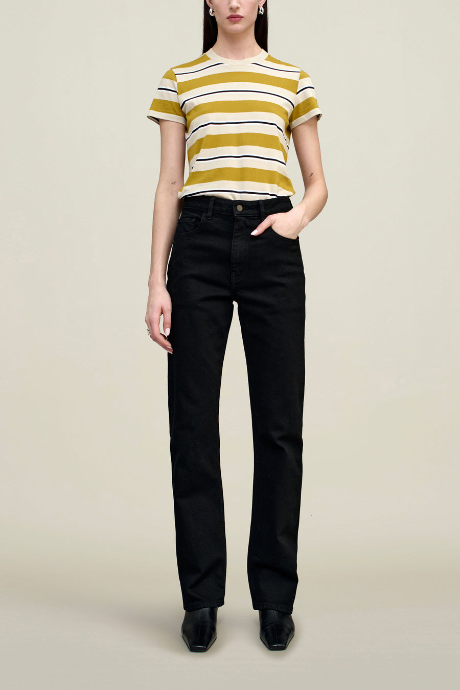 Kenzie T-Shirt in Goldenrod Stripe