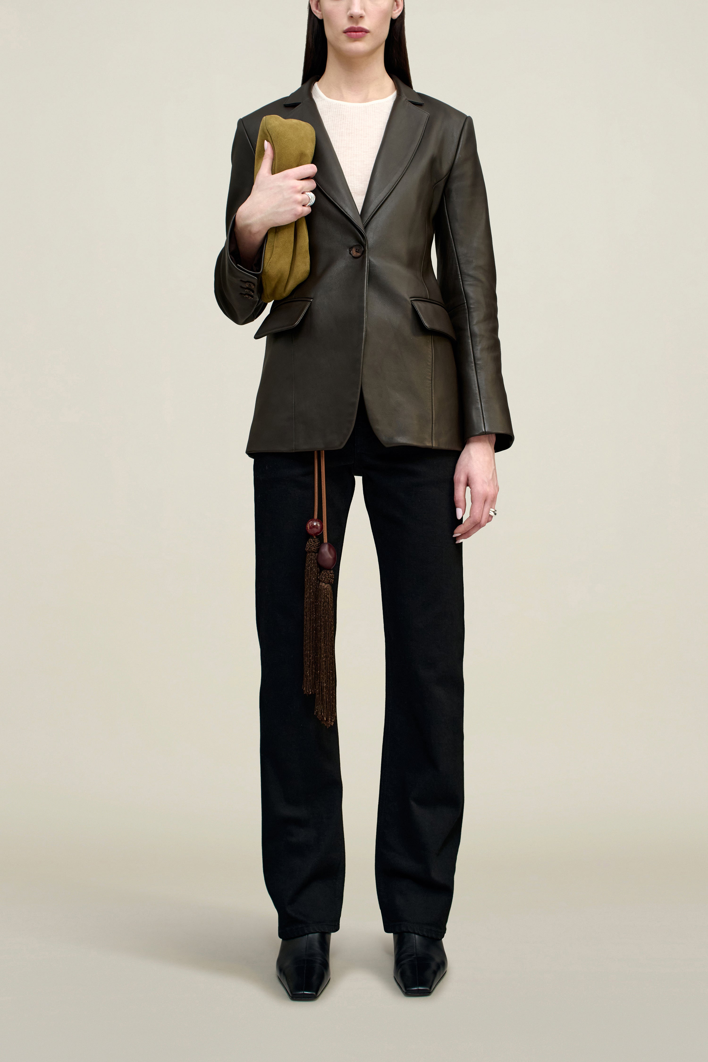 Raquel Single Breasted Blazer in Lambskin