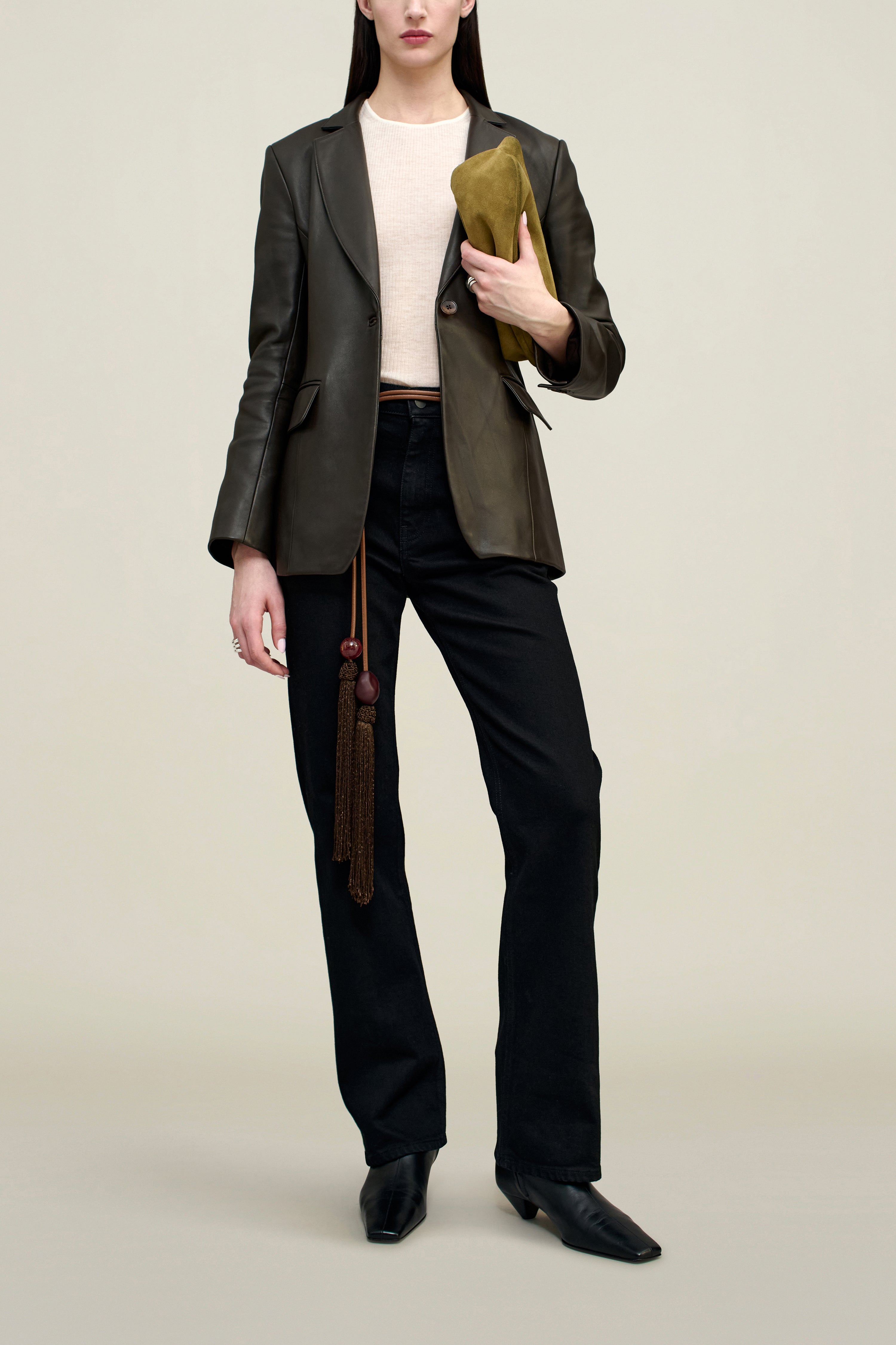 Raquel Single Breasted Blazer in Lambskin