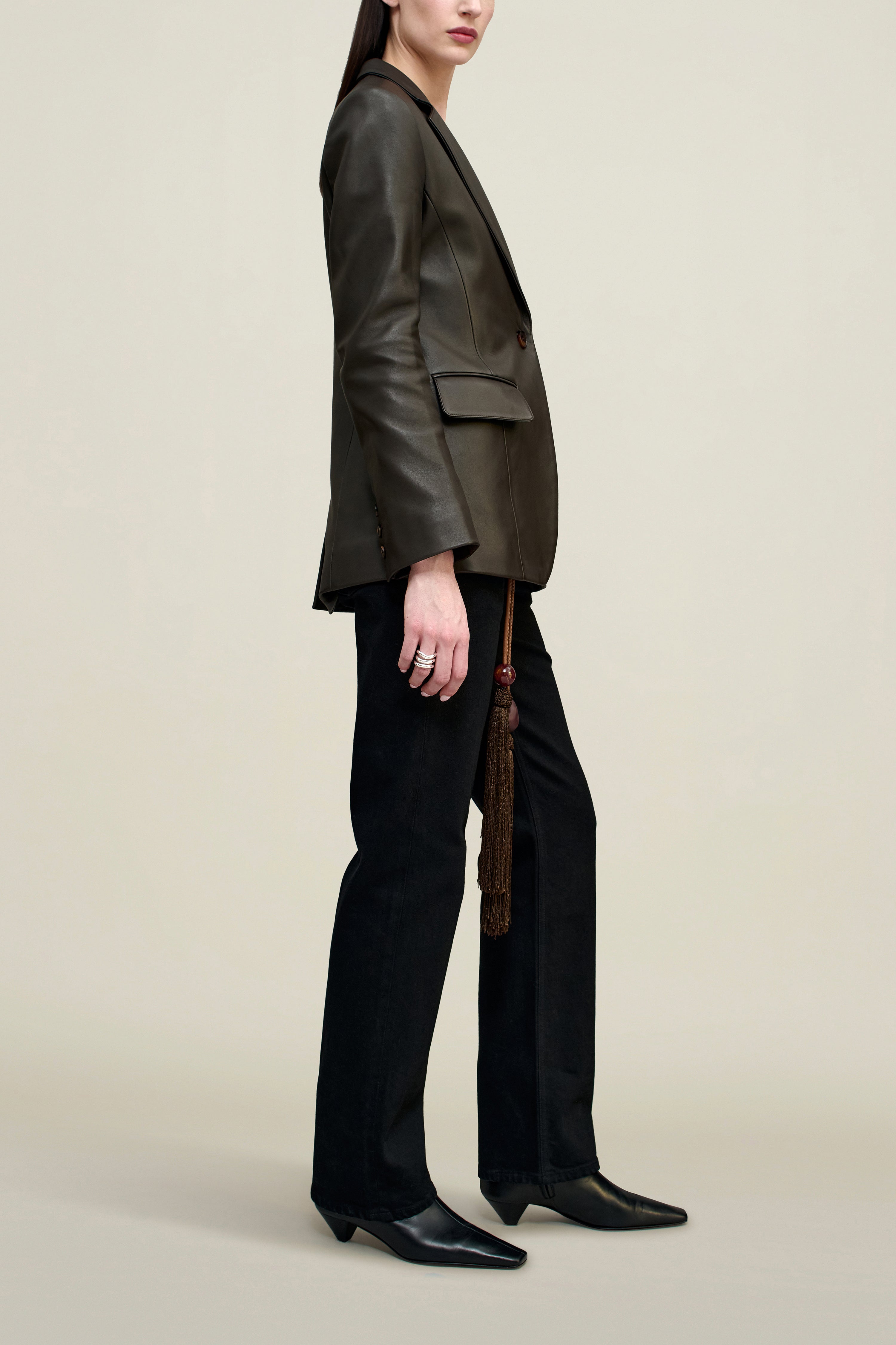 Raquel Single Breasted Blazer in Lambskin