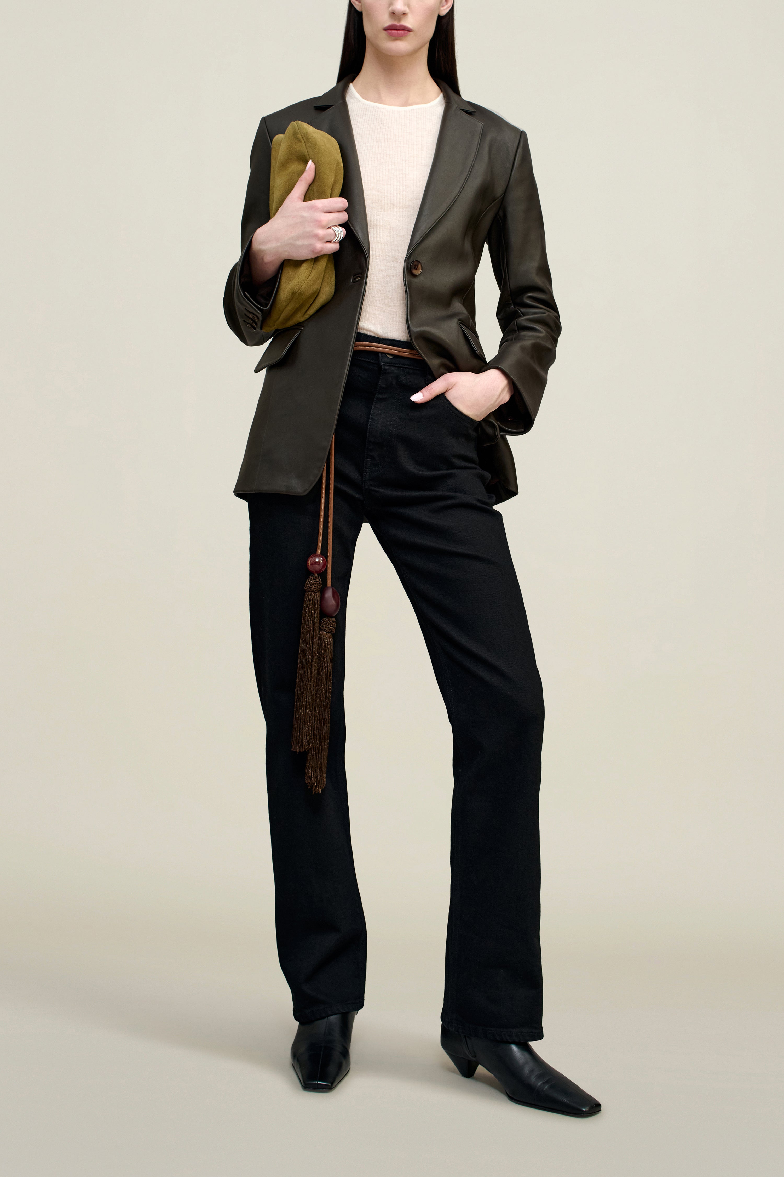 Raquel Single Breasted Blazer in Lambskin