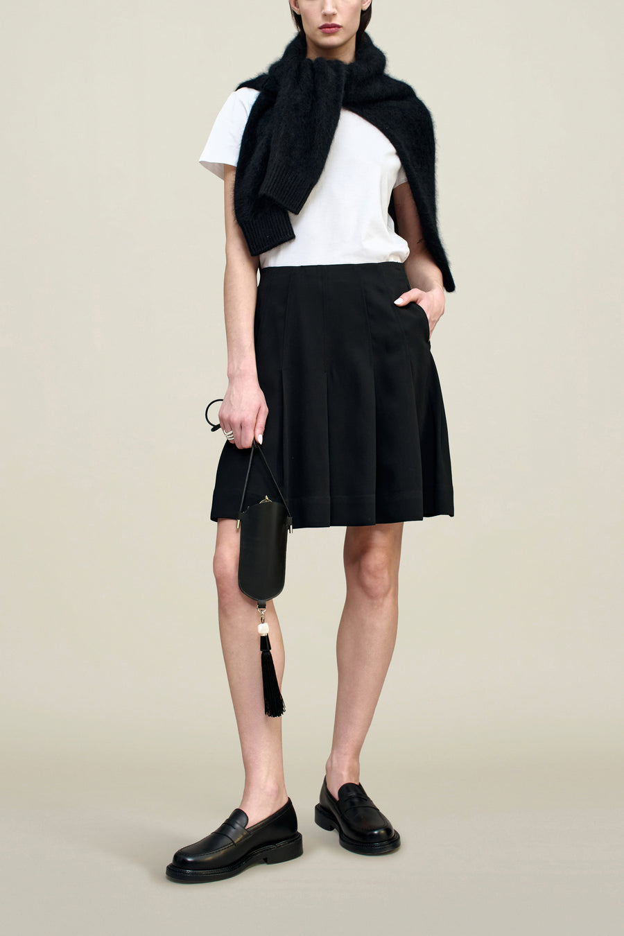Sutton Pleated Skirt in Viscose Cady