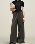 Wesley Drawstring Trouser in Light Wool Suiting