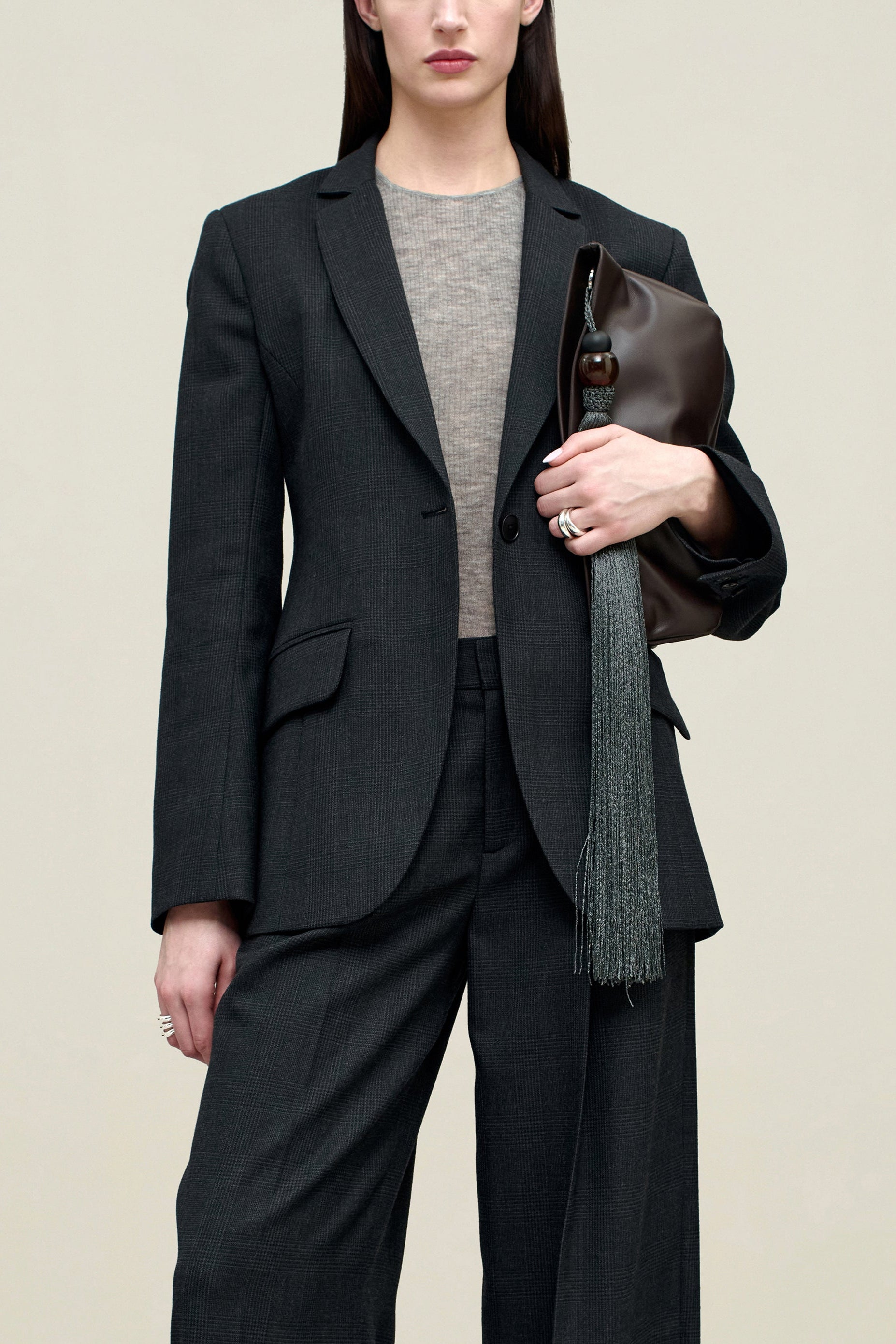 Raquel Single Breasted Blazer in Light Wool Suiting