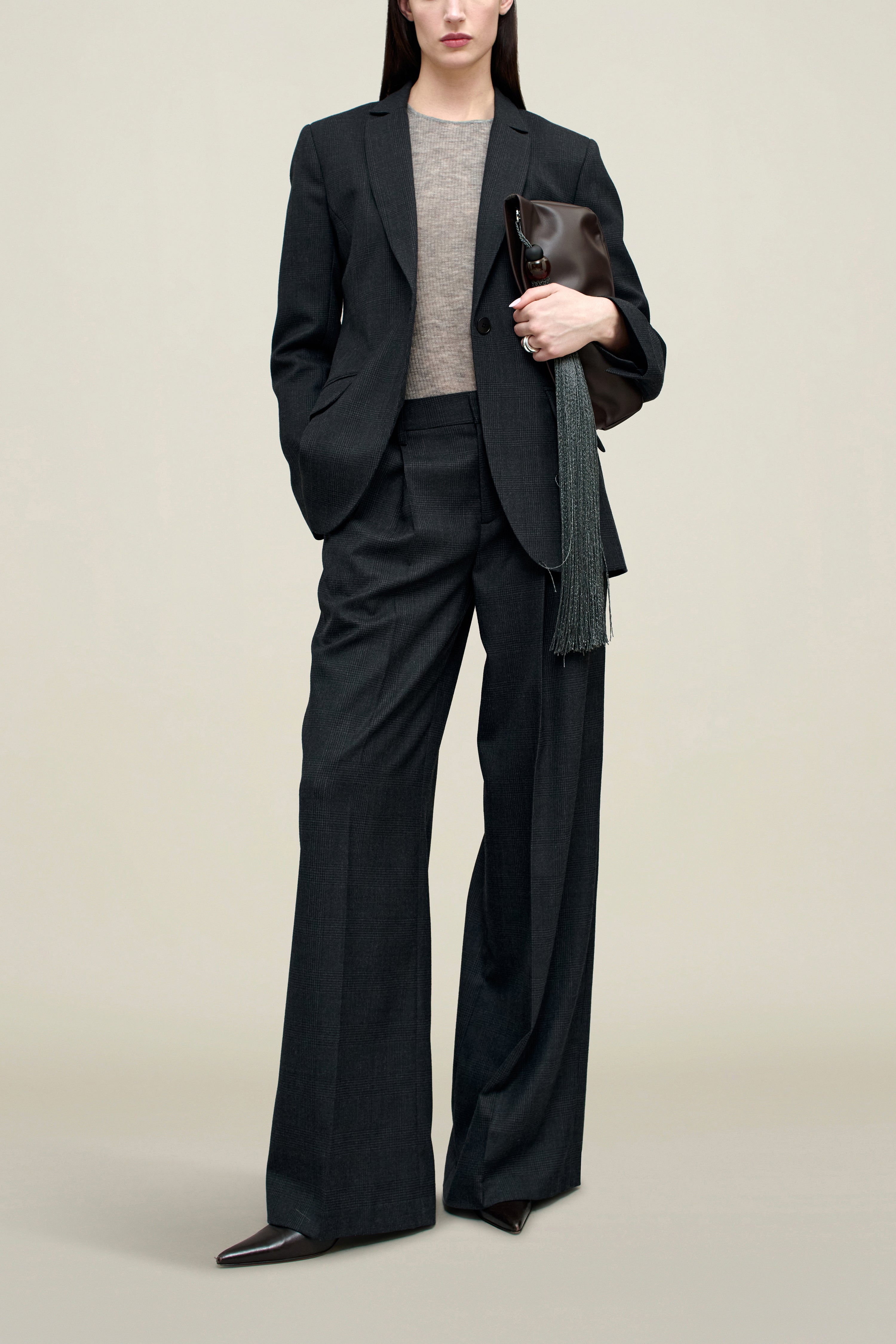 Raquel Single Breasted Blazer in Light Wool Suiting