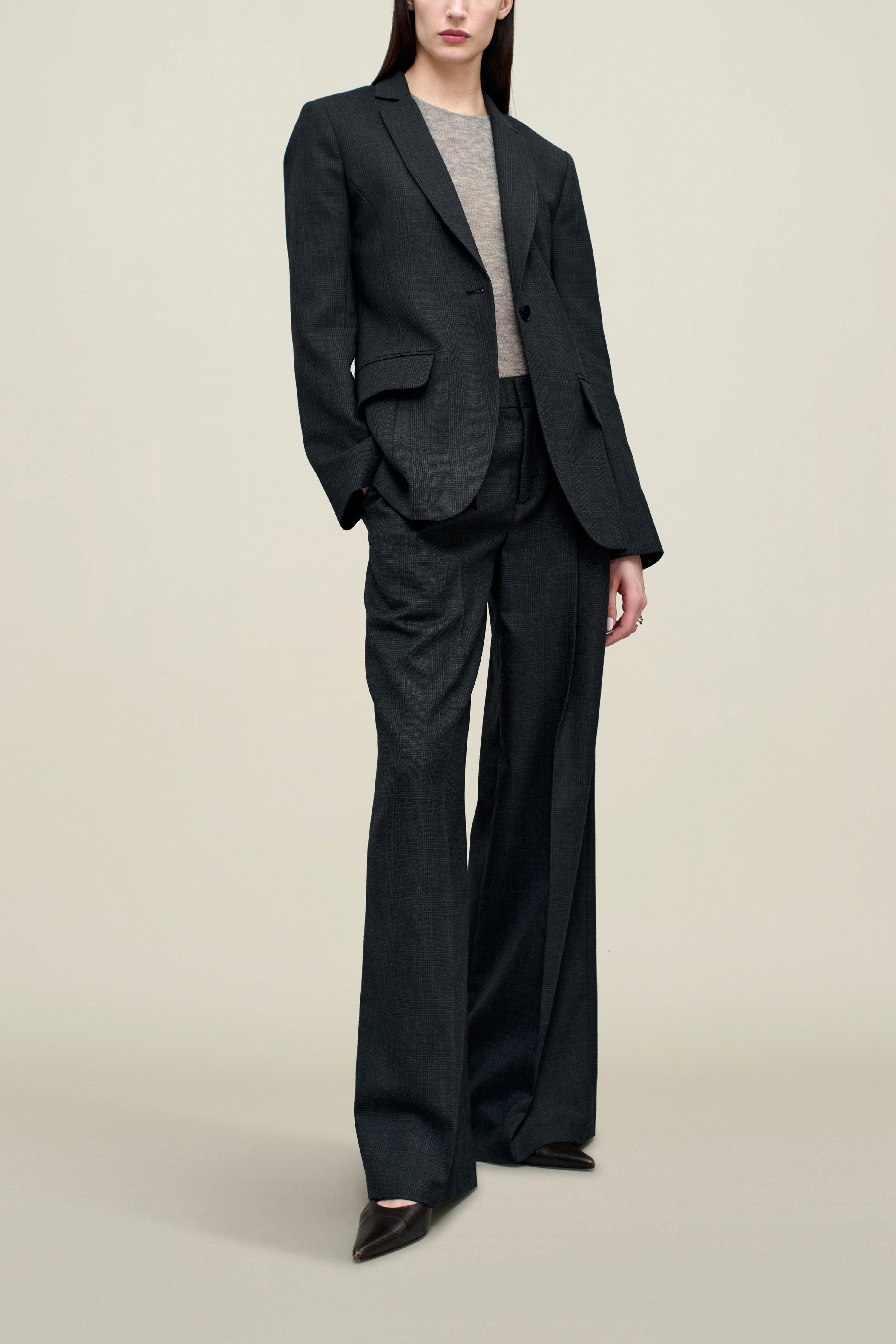 Raquel Single Breasted Blazer in Light Wool Suiting