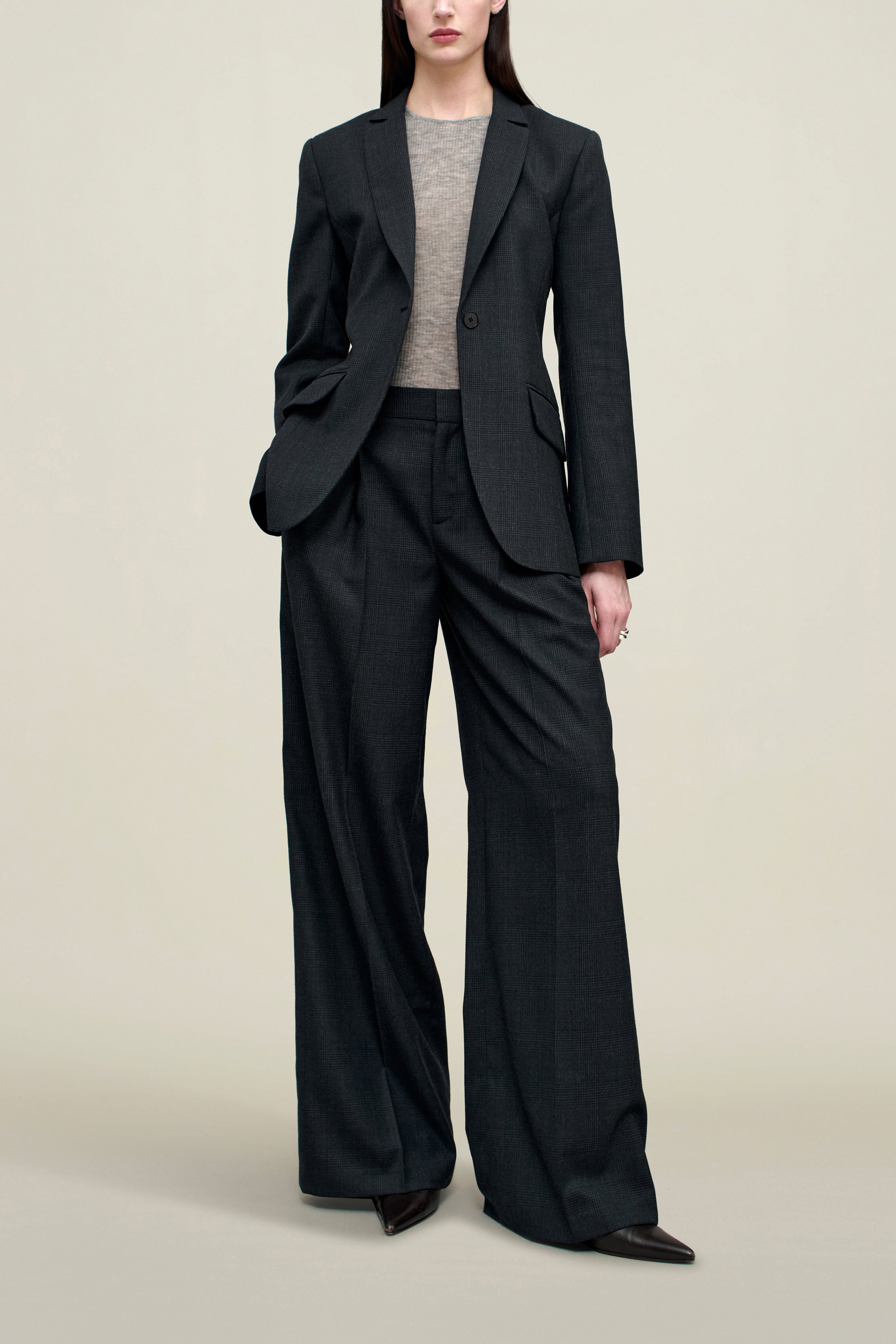 Raquel Single Breasted Blazer in Light Wool Suiting