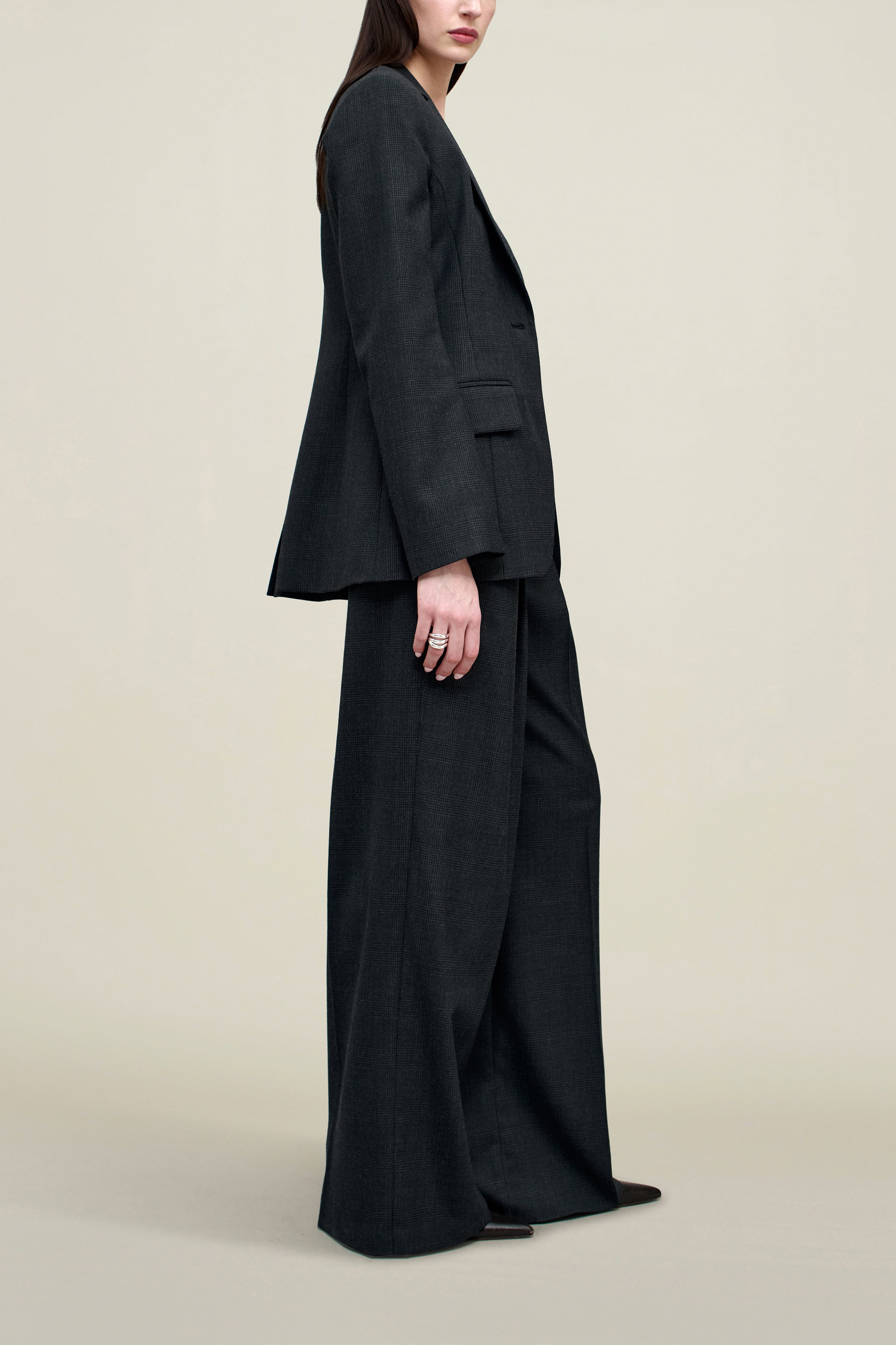 Raquel Single Breasted Blazer in Light Wool Suiting