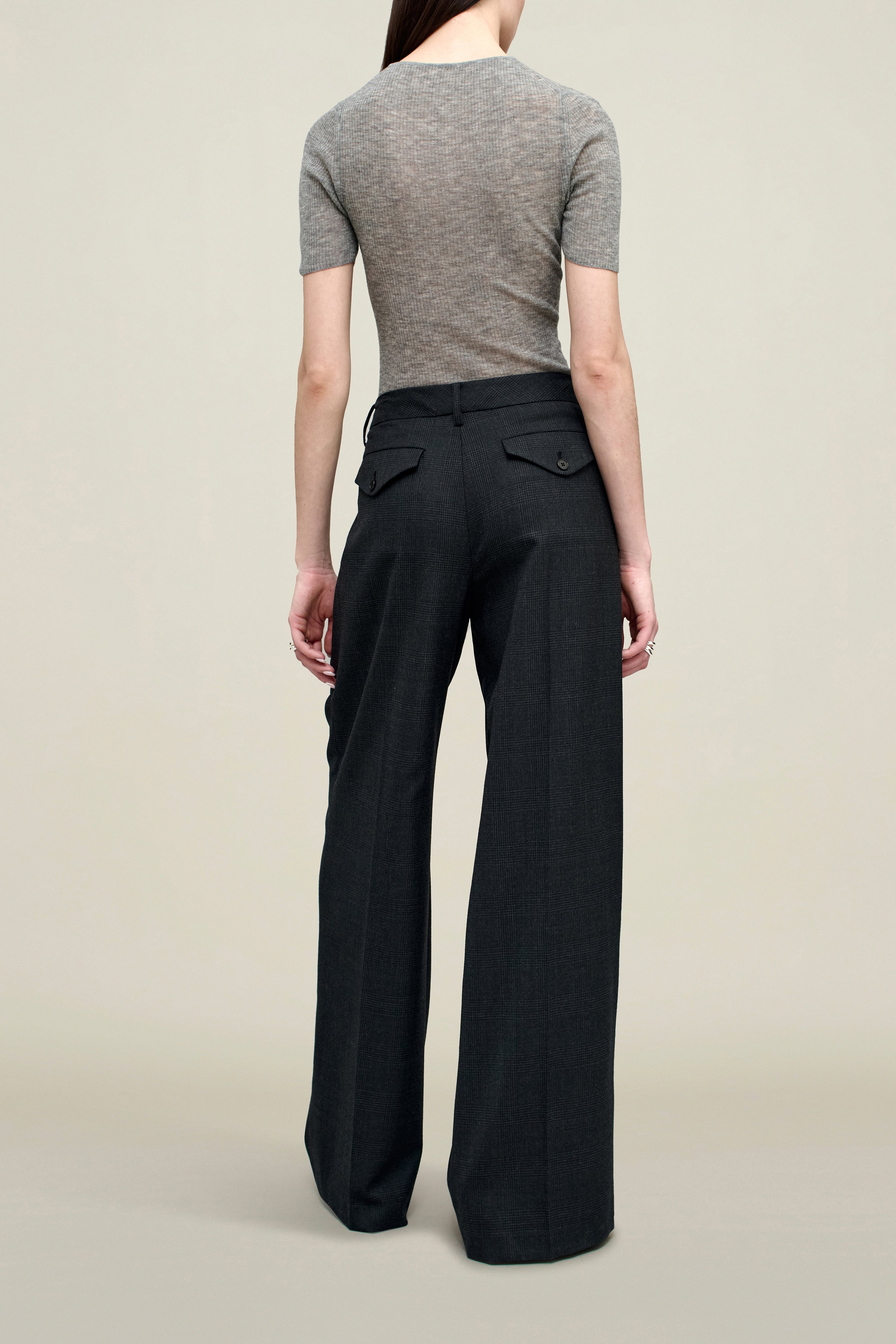 Roxana Low-Rise Trouser in Light Wool Suiting