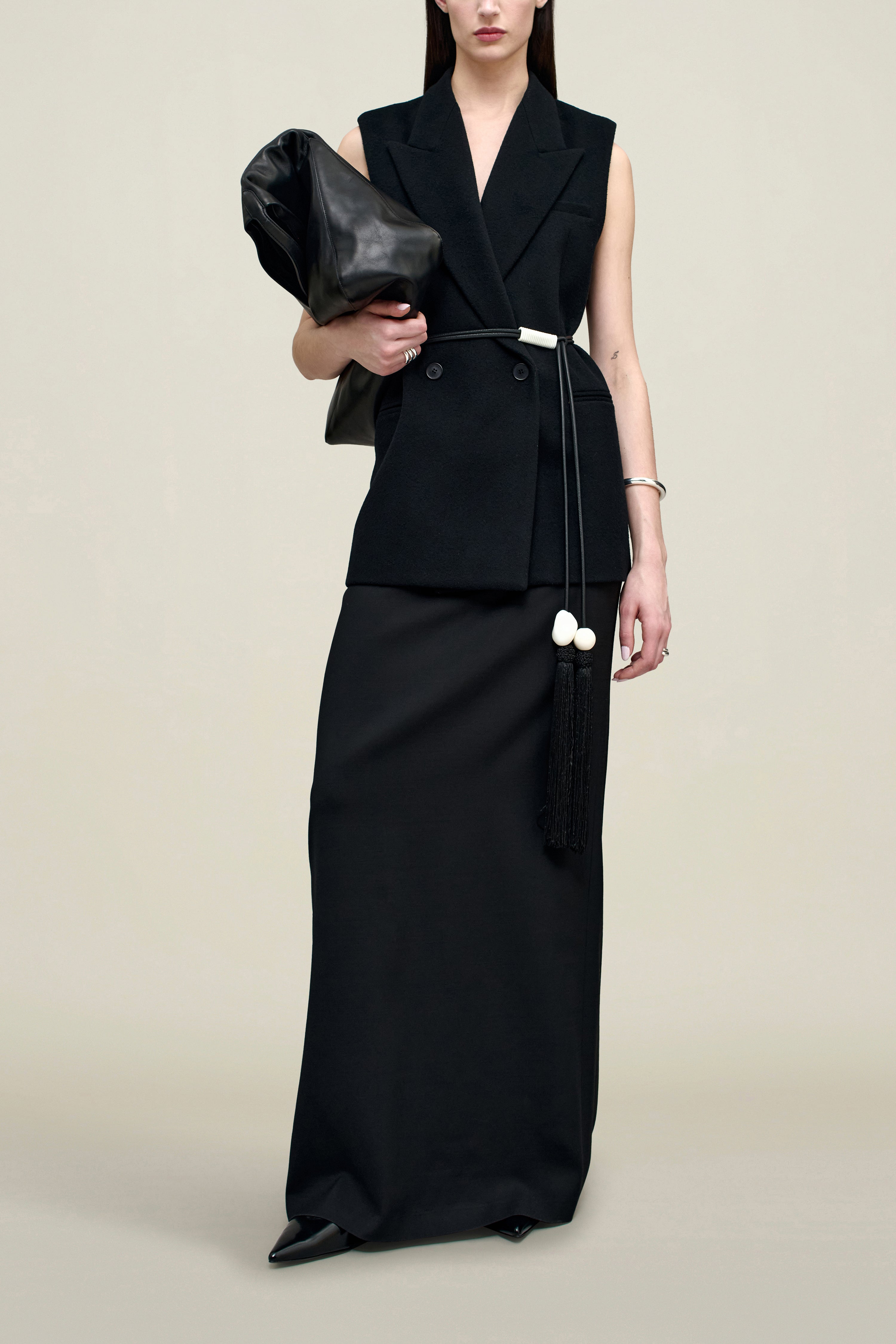 Deon Sleeveless Blazer in Wool Coating