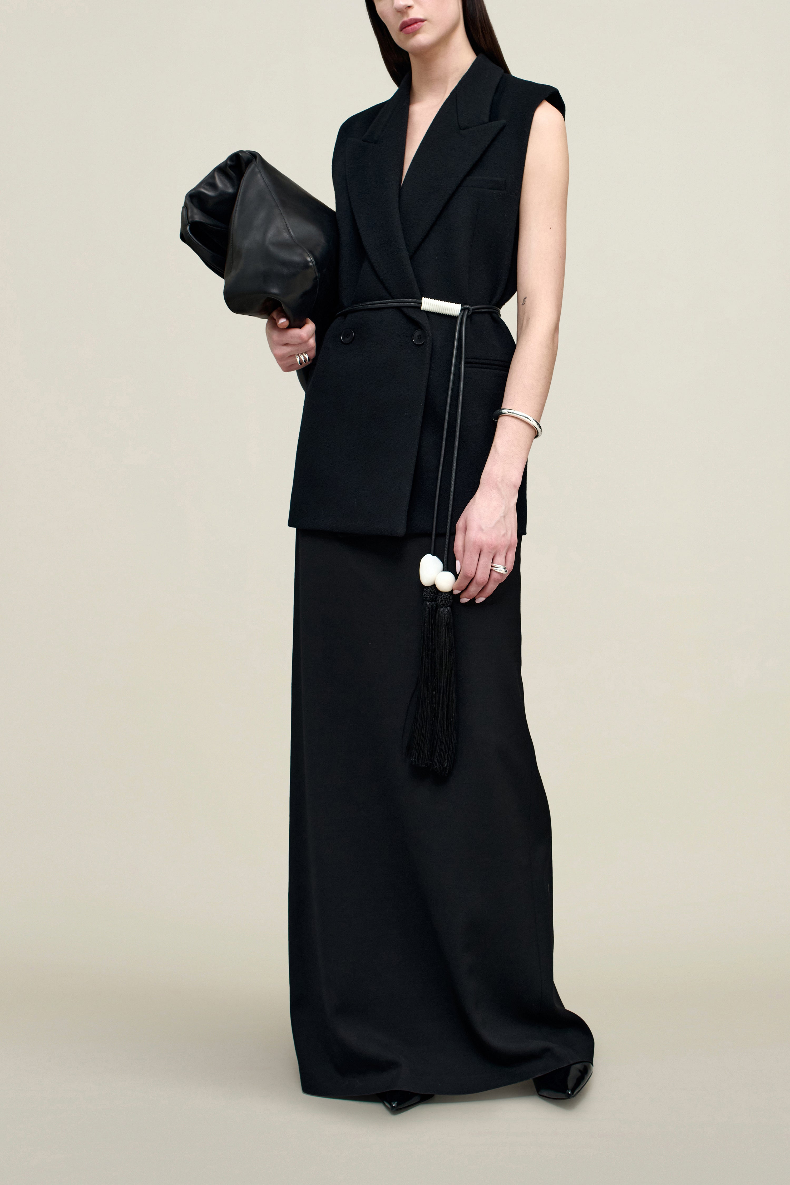 Deon Sleeveless Blazer in Wool Coating