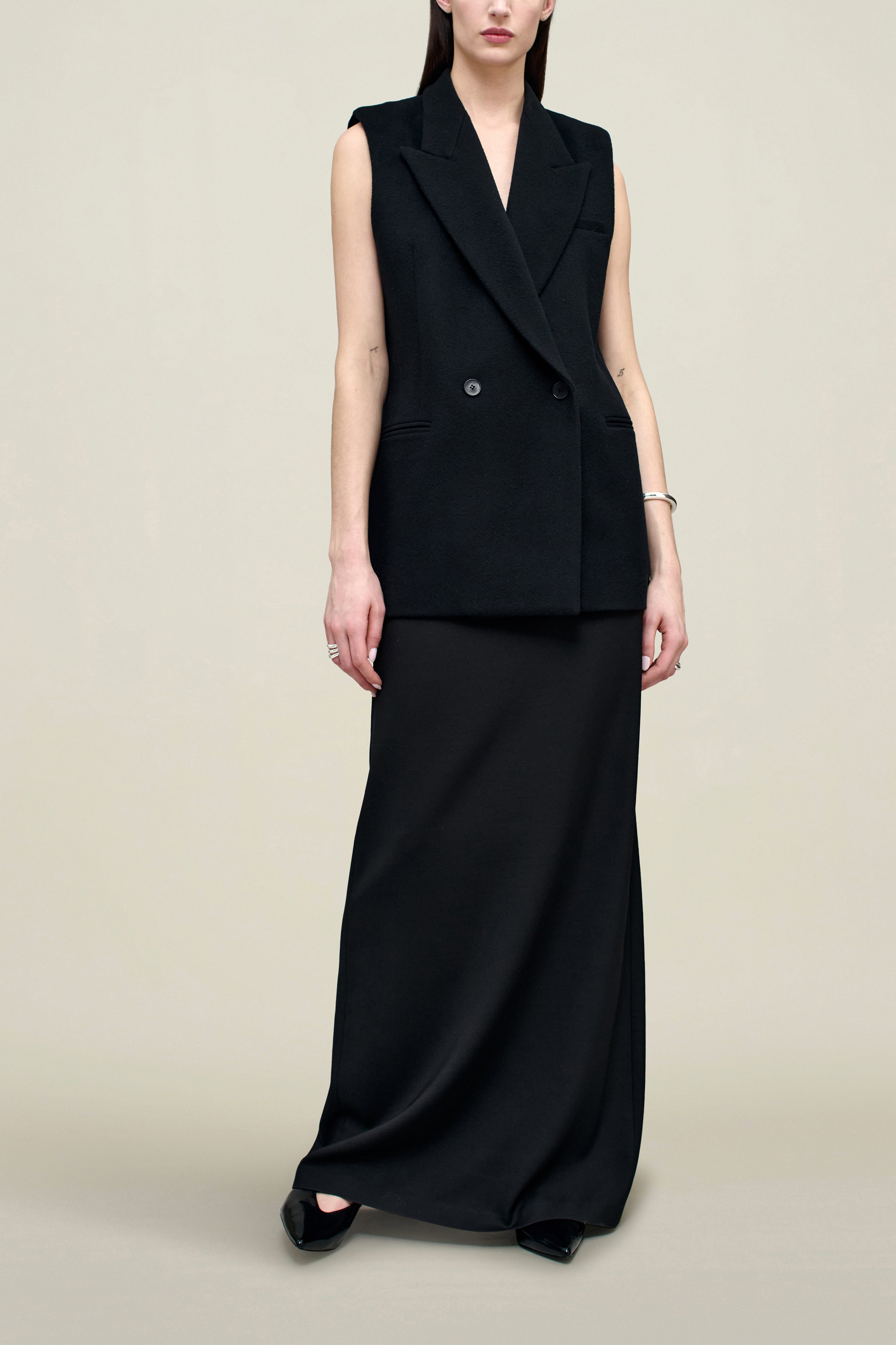 Deon Sleeveless Blazer in Wool Coating