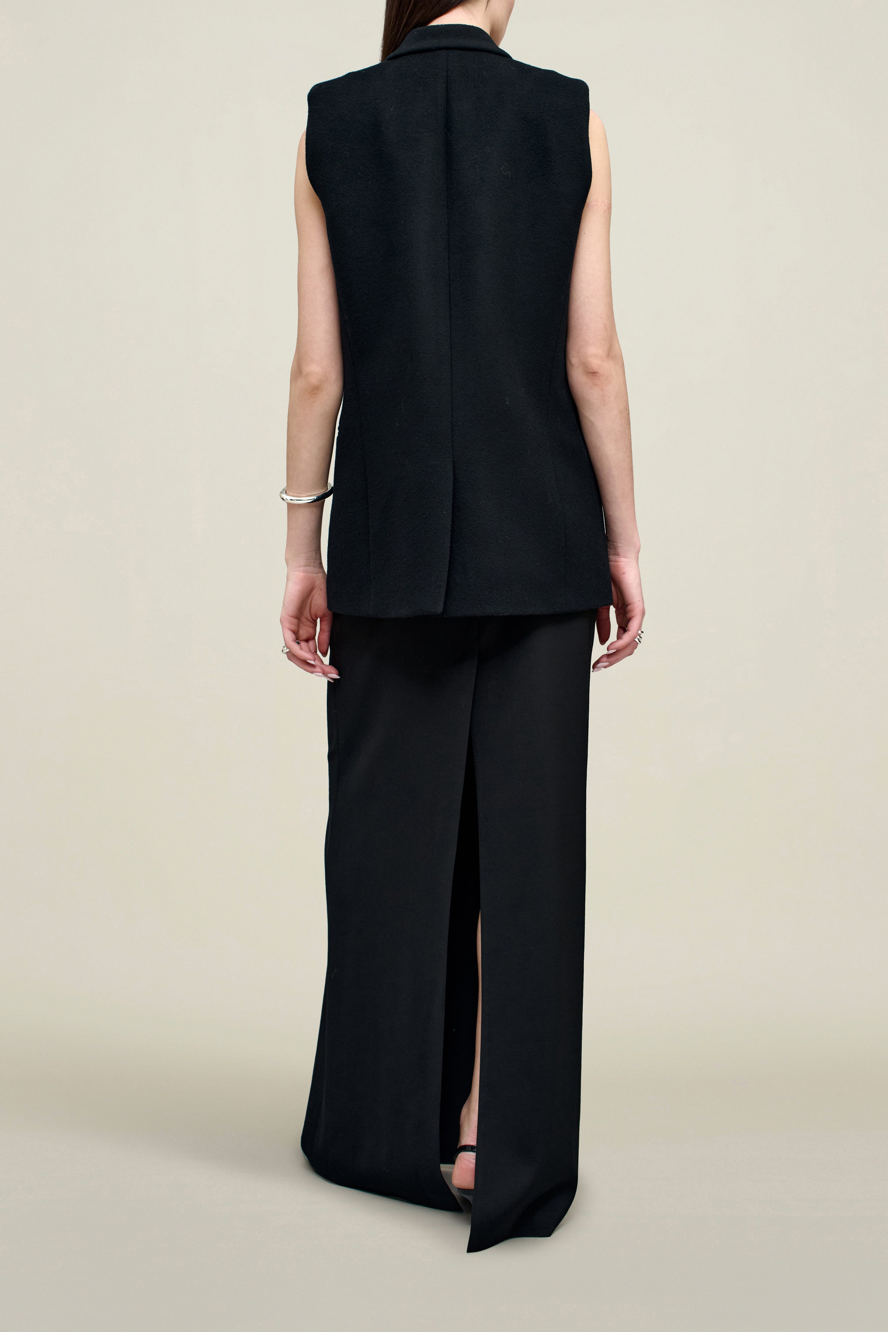 Deon Sleeveless Blazer in Wool Coating