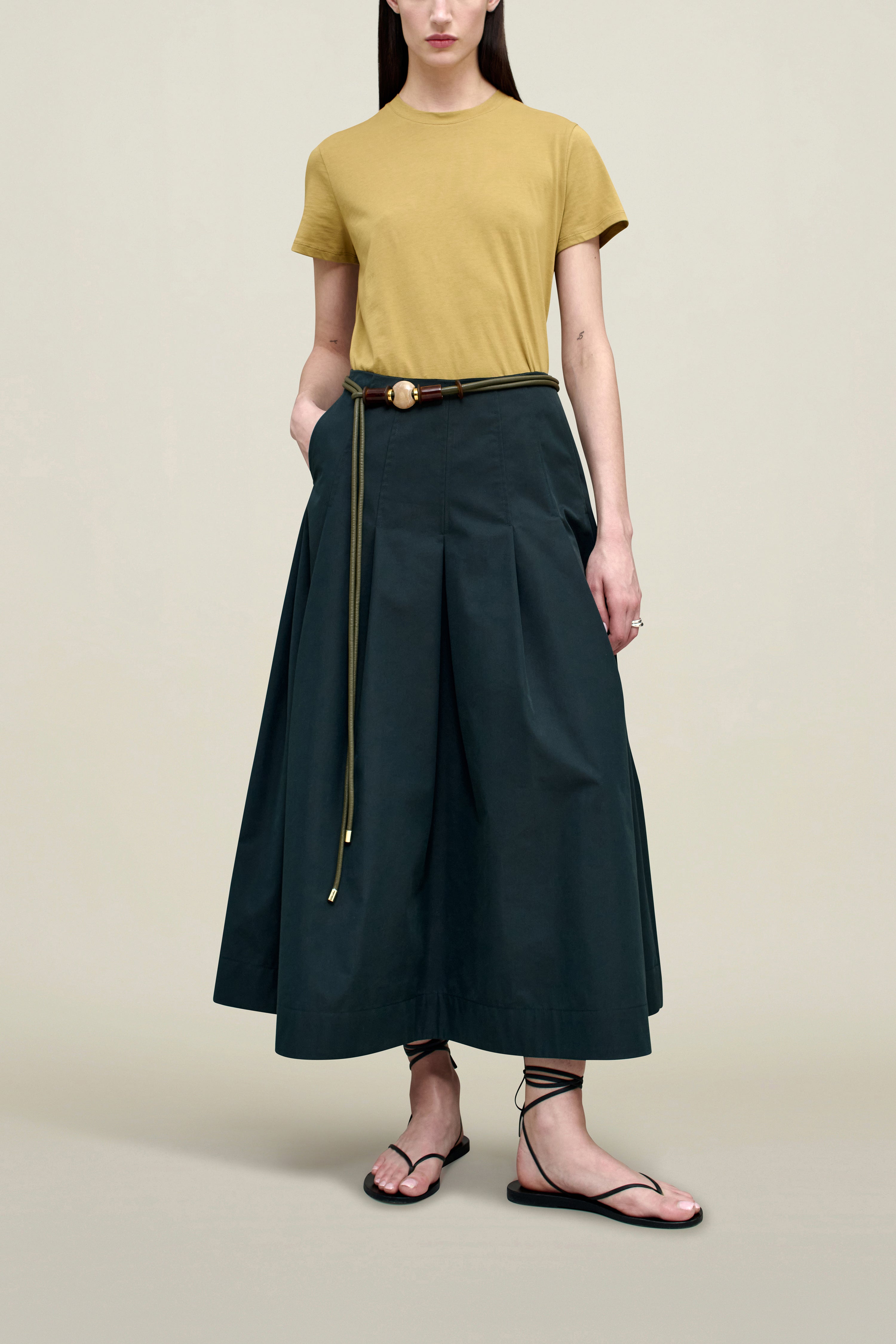 Dakota Pleated Skirt in Compact Cotton