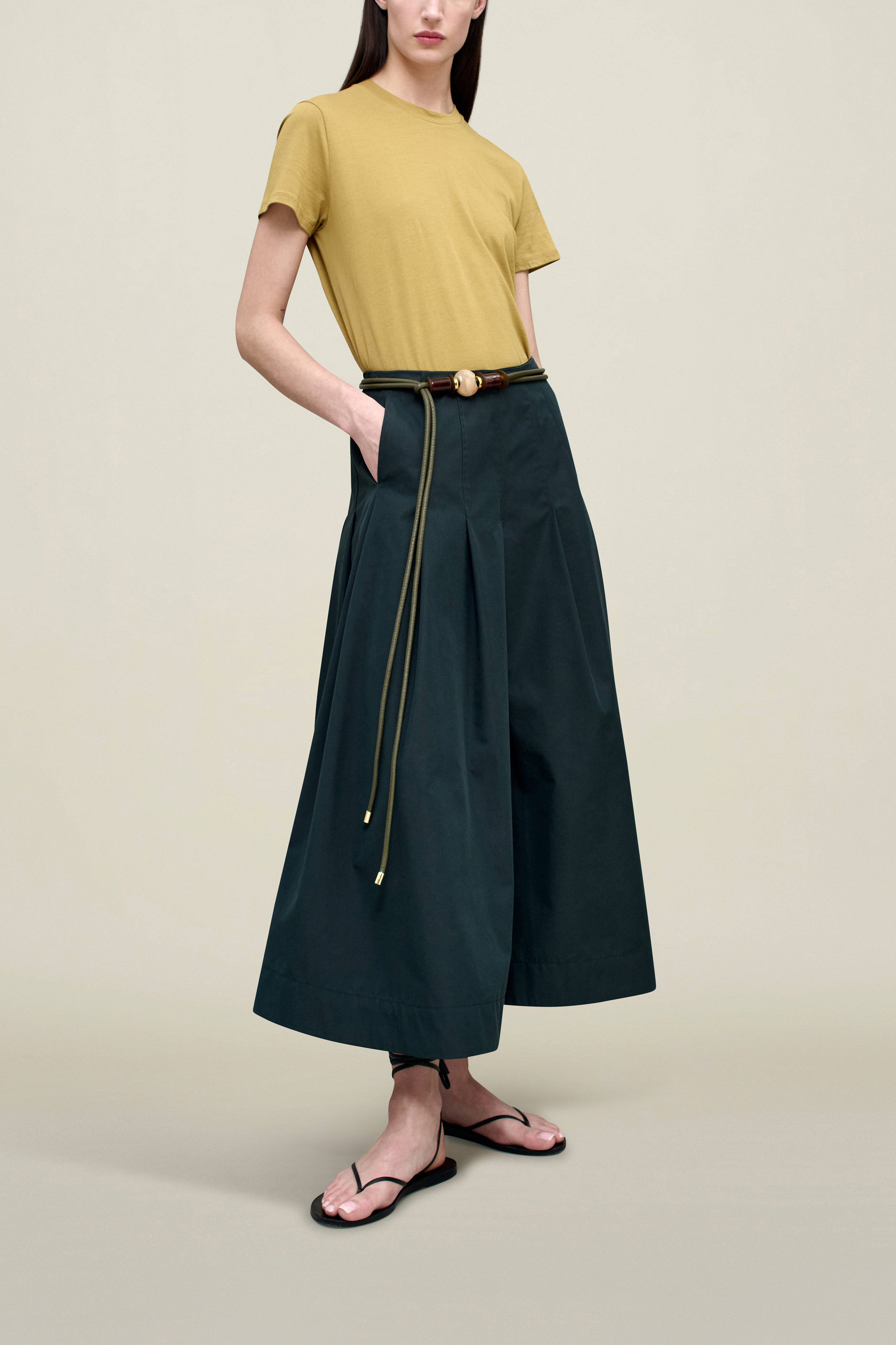 Dakota Pleated Skirt in Compact Cotton