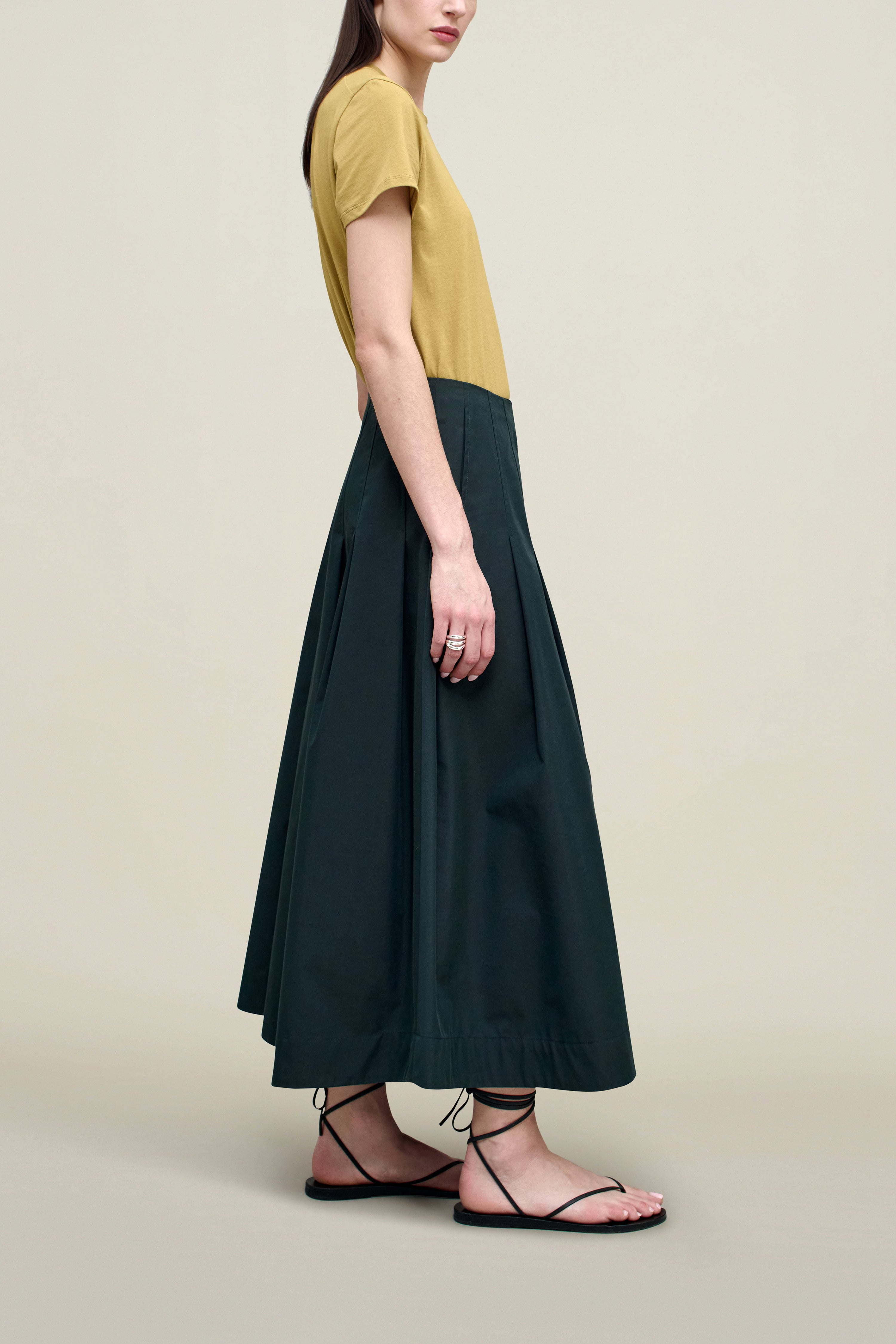Dakota Pleated Skirt in Compact Cotton