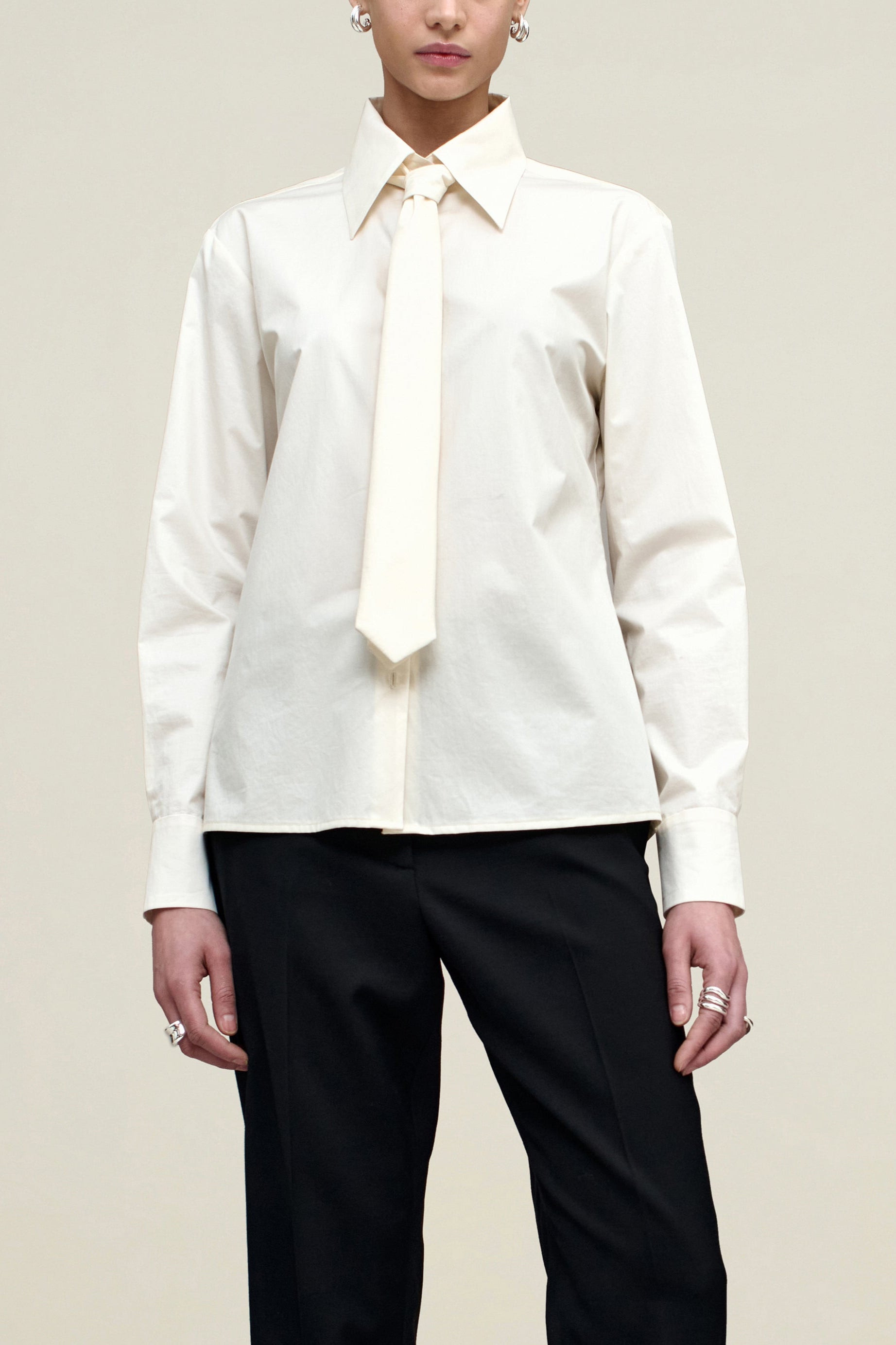Billie Tie Blouse in Cotton Shirting