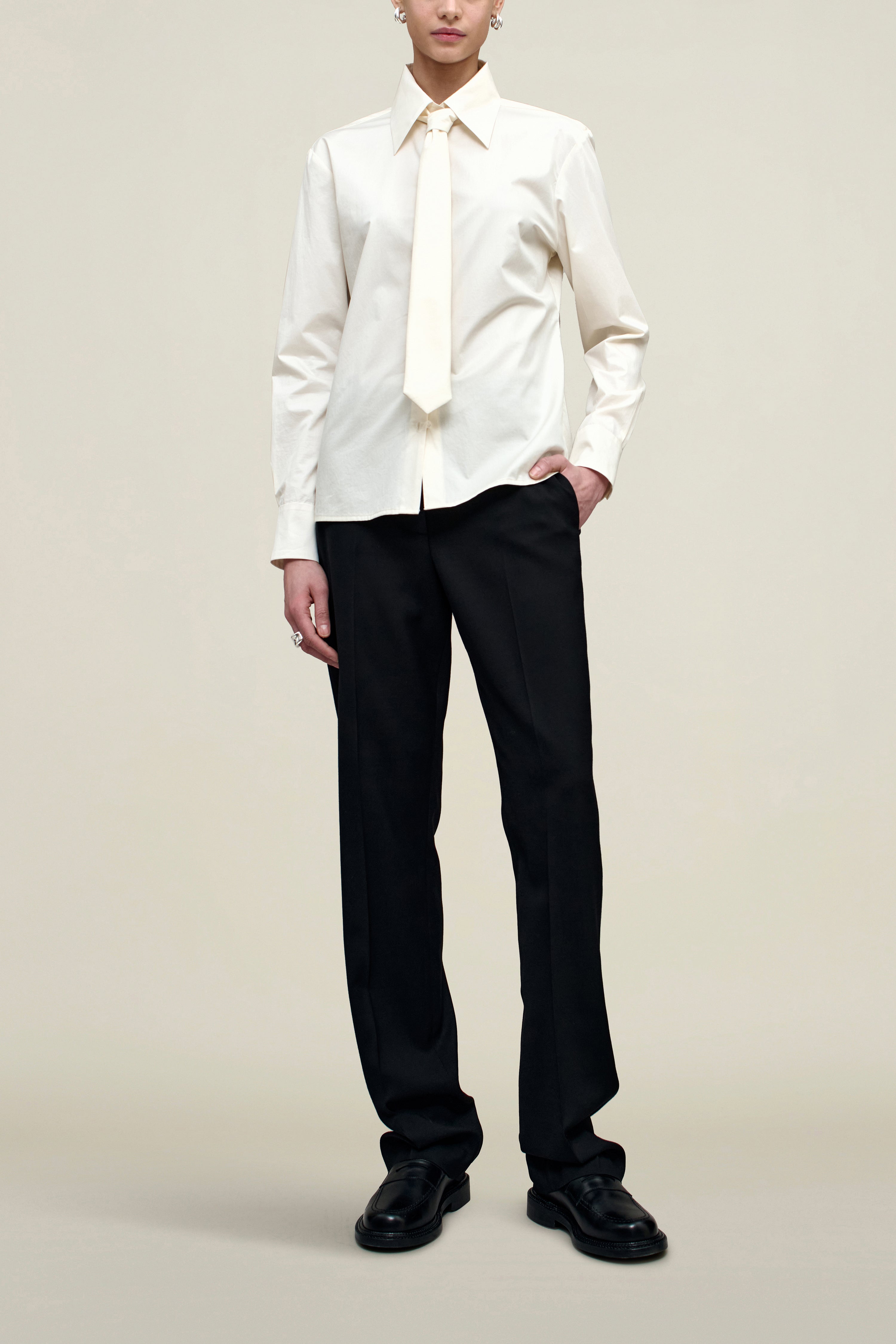 Billie Tie Blouse in Cotton Shirting