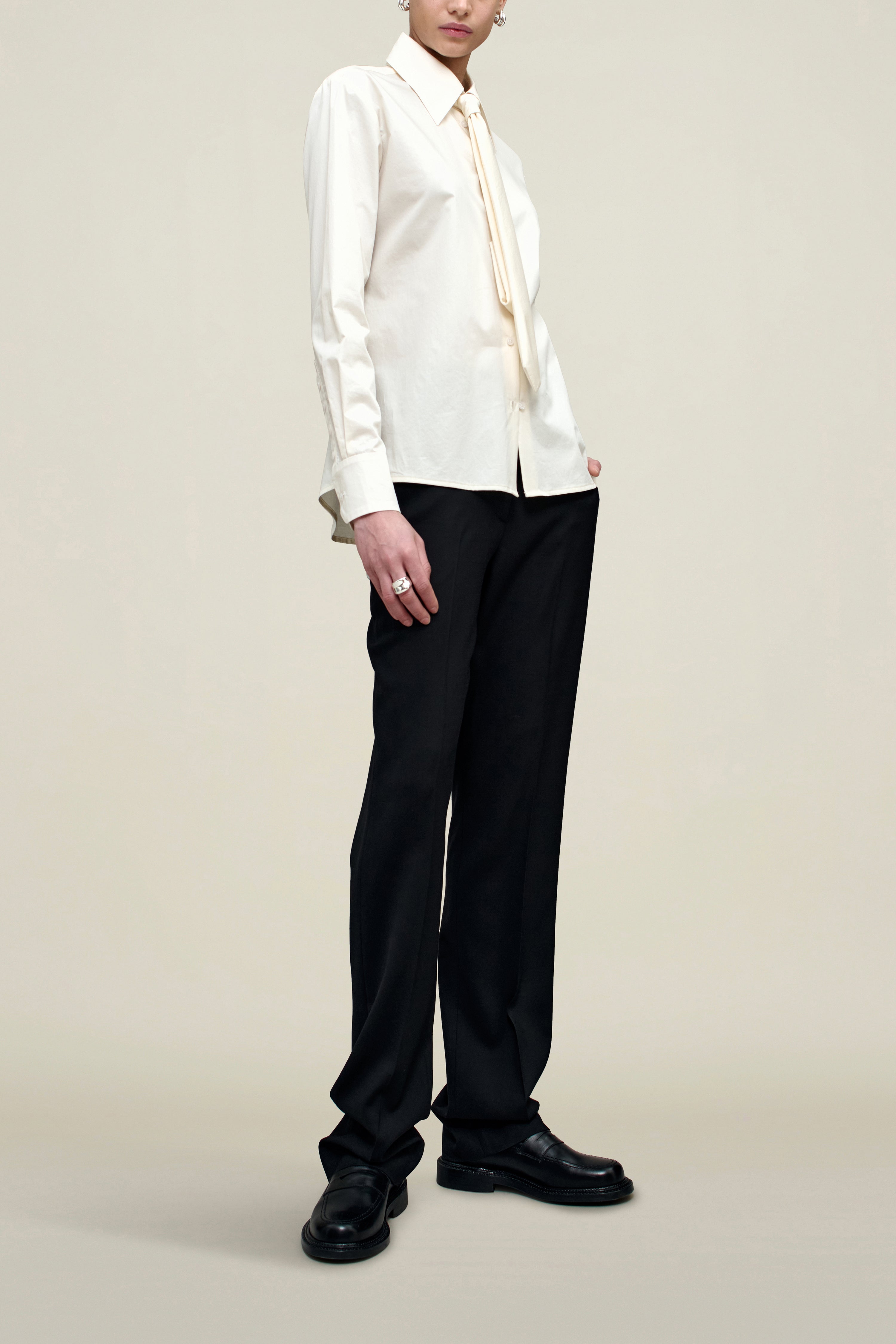 Billie Tie Blouse in Cotton Shirting