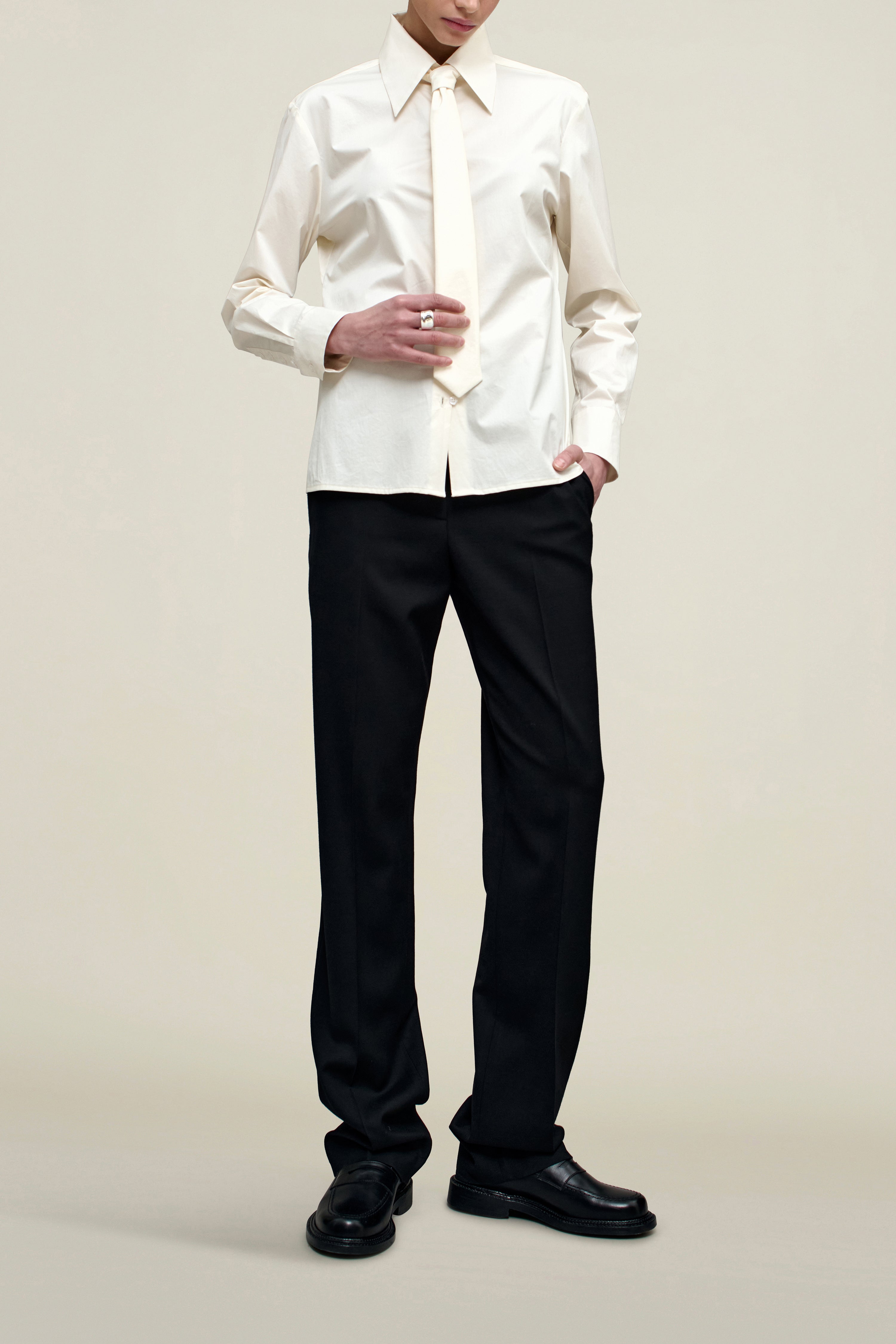 Billie Tie Blouse in Cotton Shirting