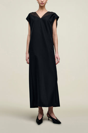 Sabel Cocoon Dress in Chiffon Gazar Combo