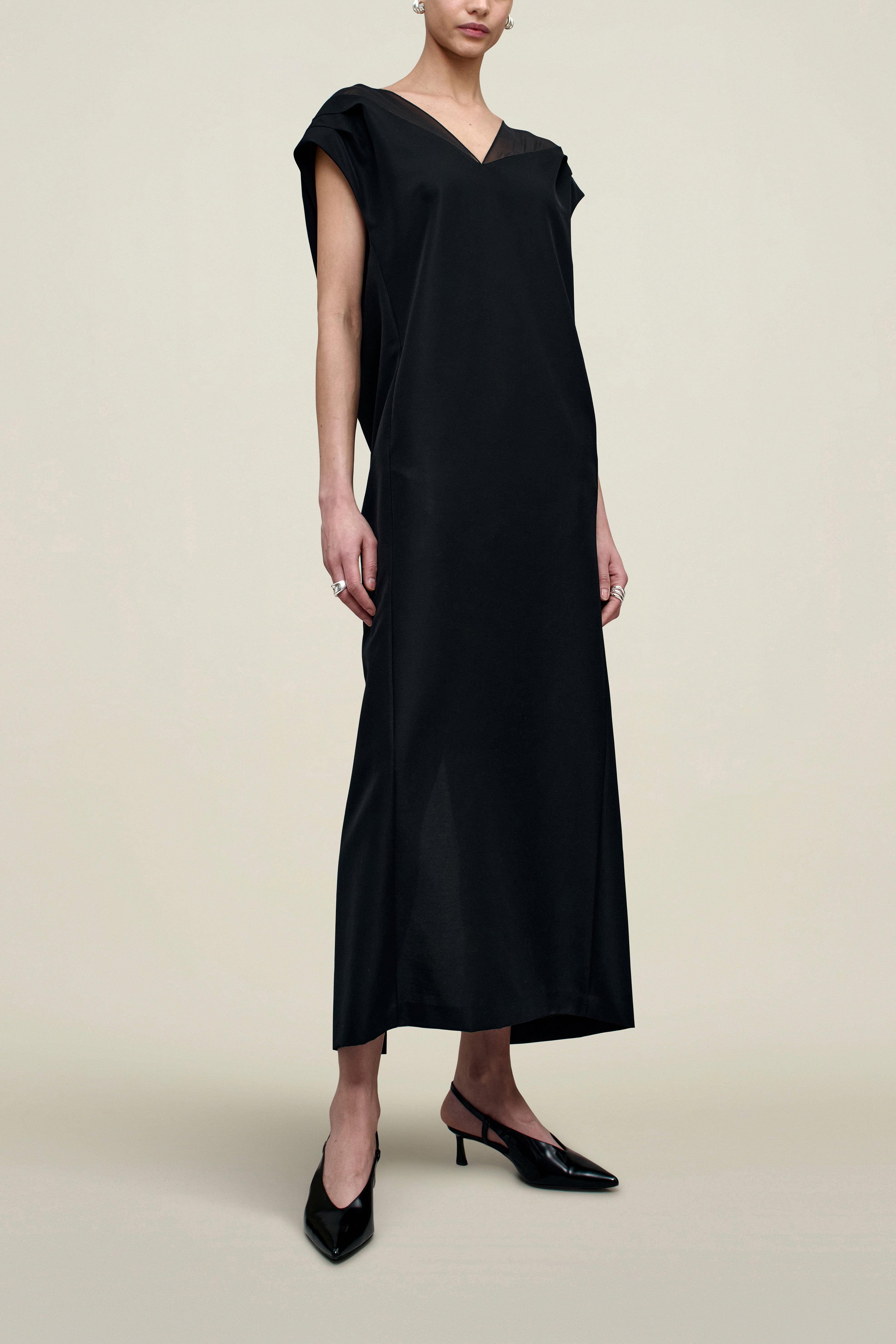 Sabel Cocoon Dress in Chiffon Gazar Combo