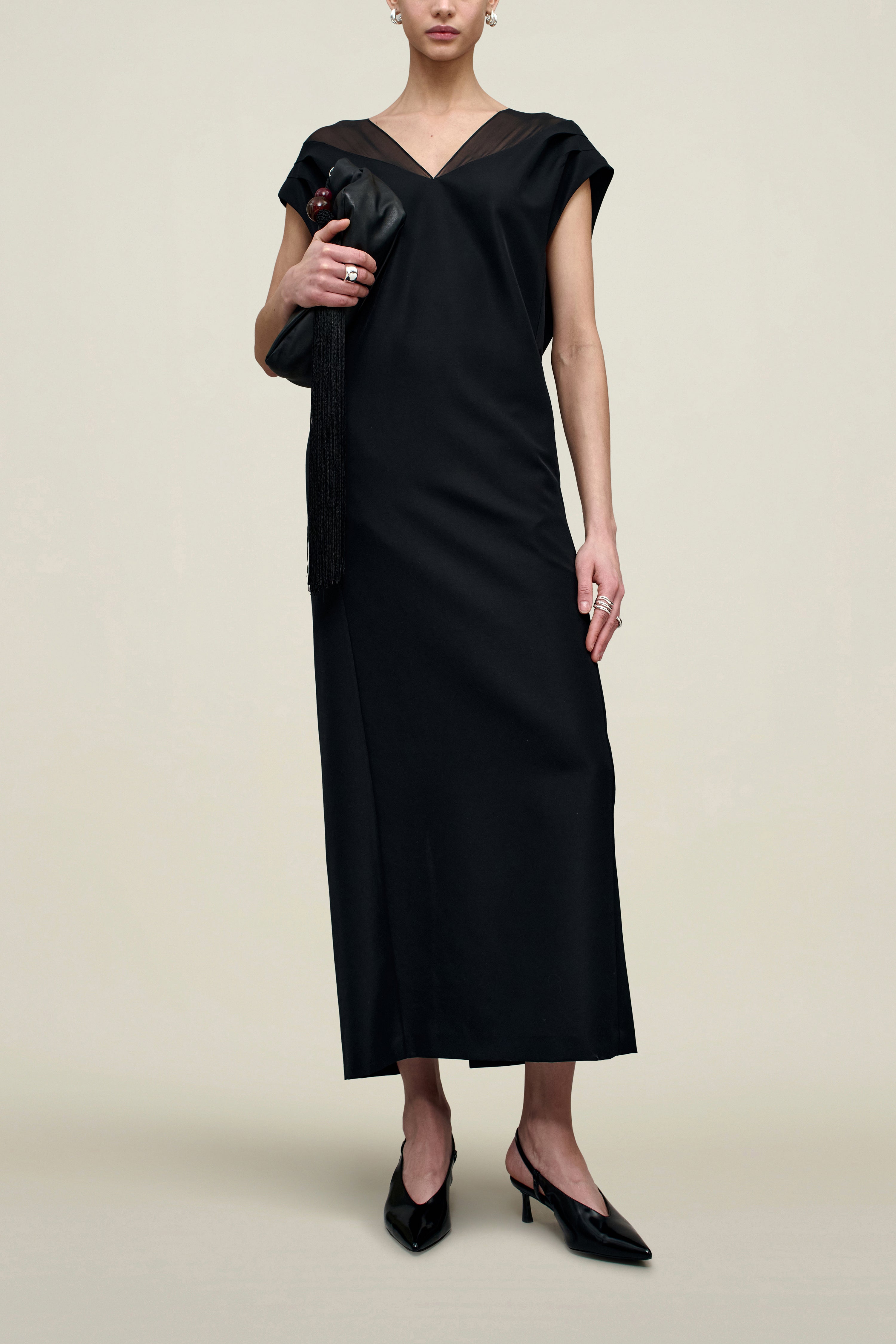 Sabel Cocoon Dress in Chiffon Gazar Combo