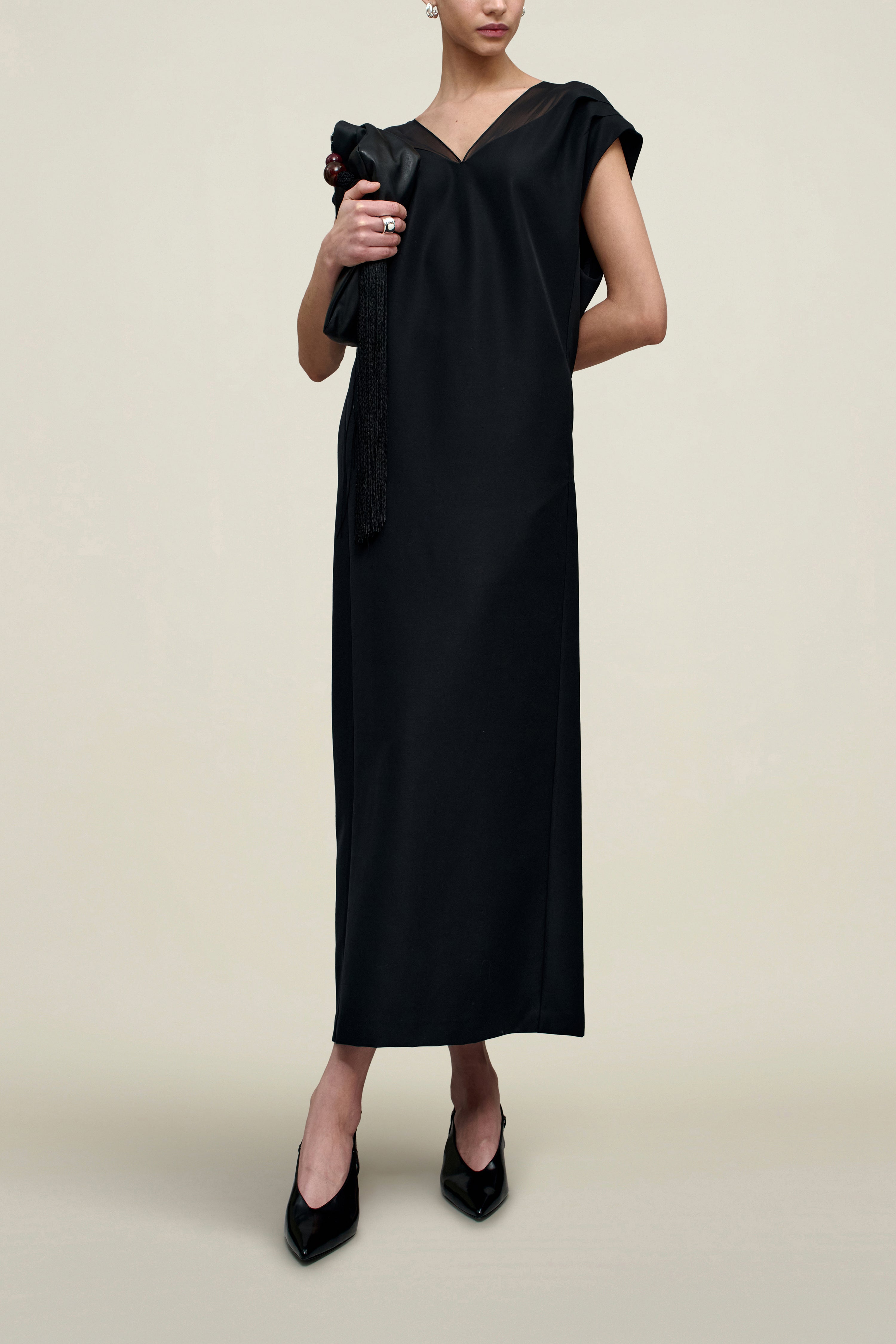 Sabel Cocoon Dress in Chiffon Gazar Combo