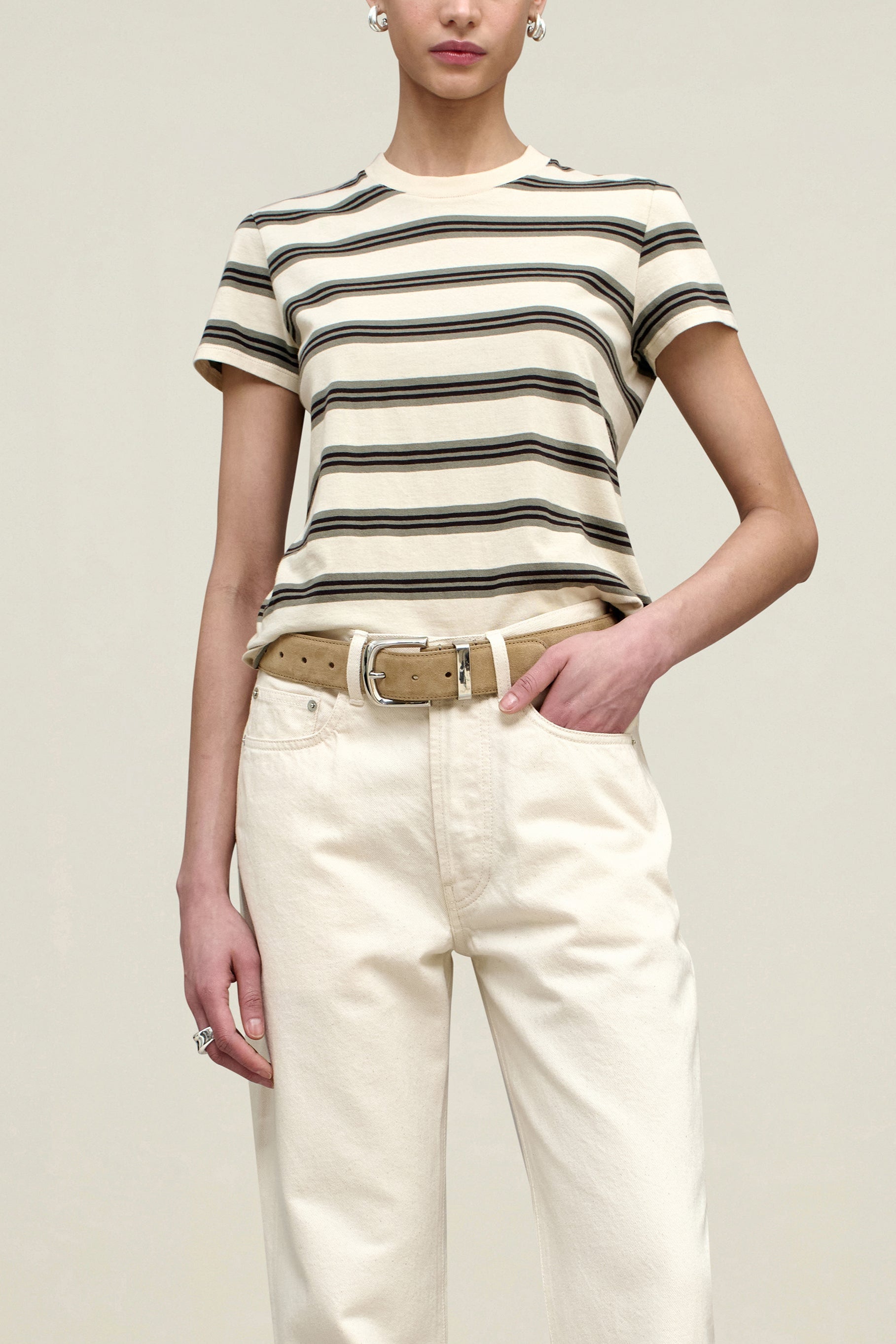 Kenzie T-Shirt in Mink Stripe