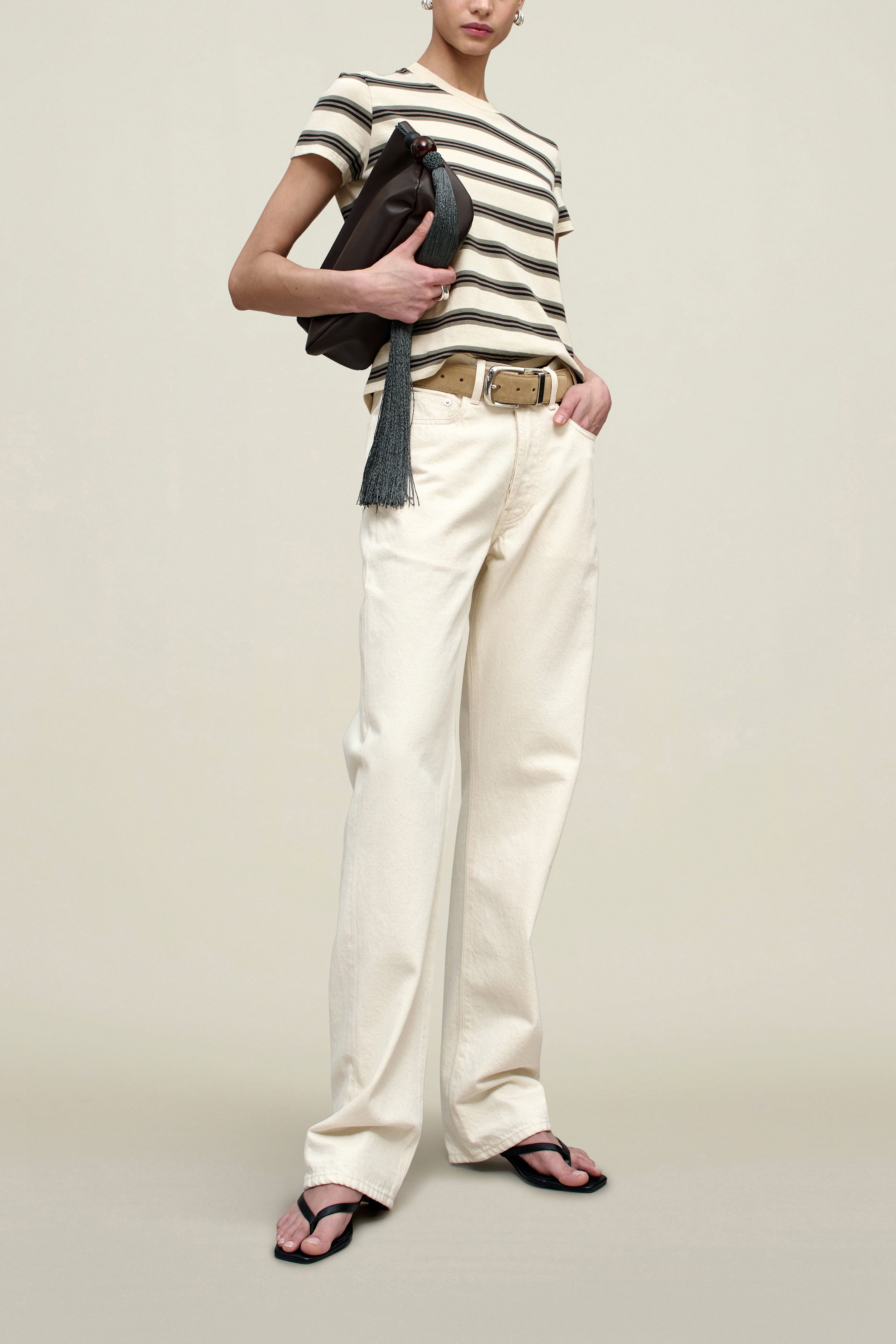 Kenzie T-Shirt in Mink Stripe