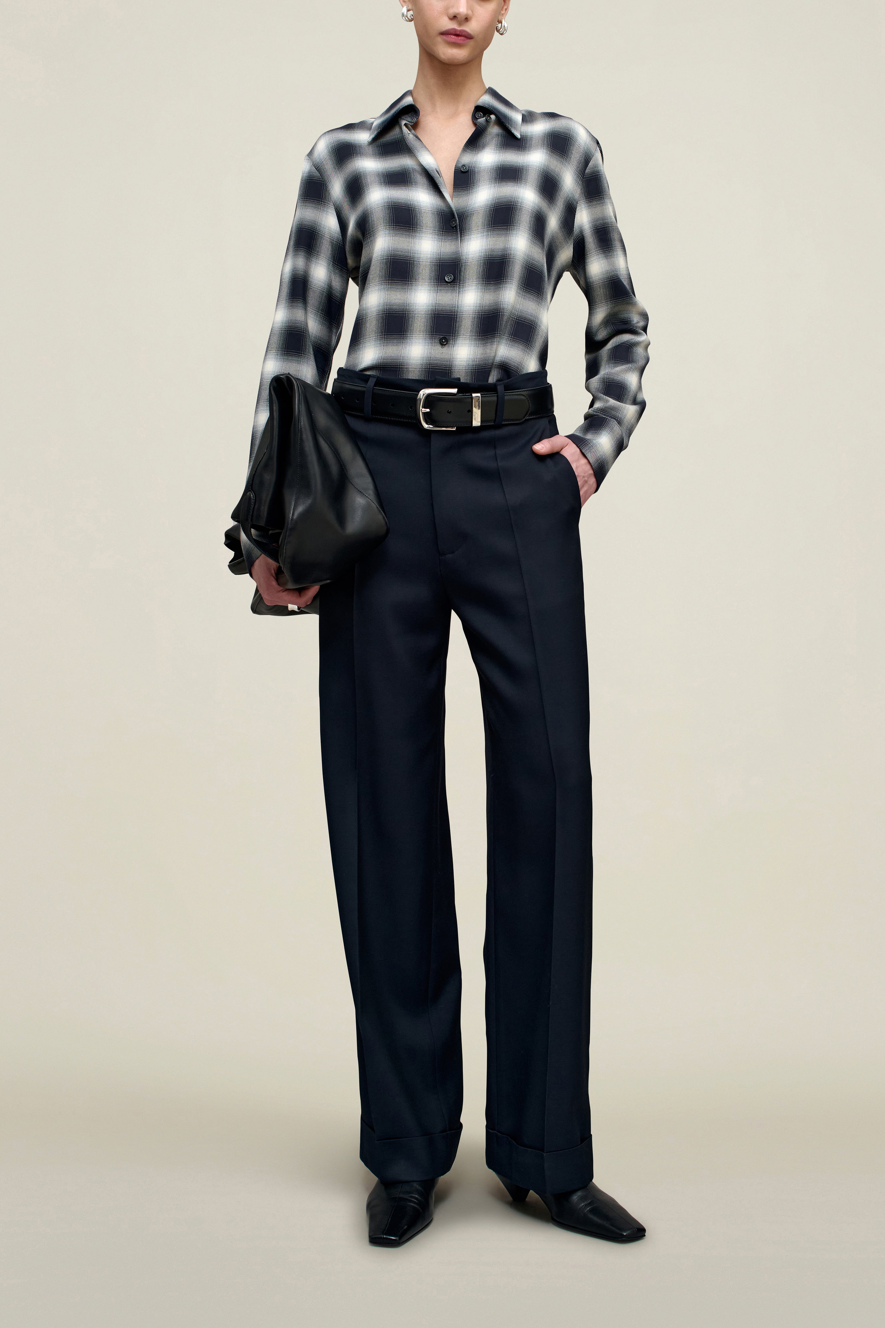 Irene Cuff Trouser in Heavy Wool Suiting