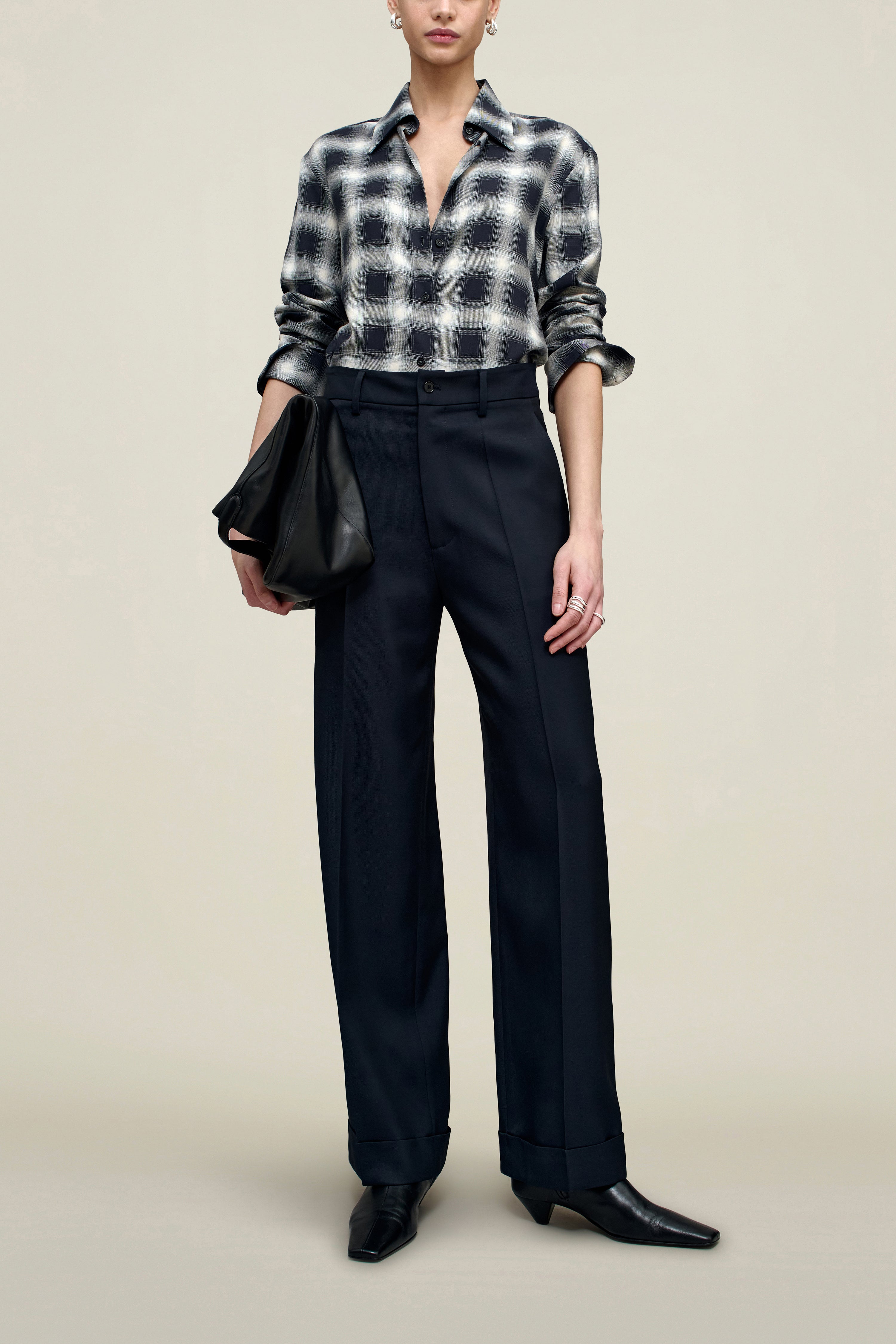 Irene Cuff Trouser in Heavy Wool Suiting