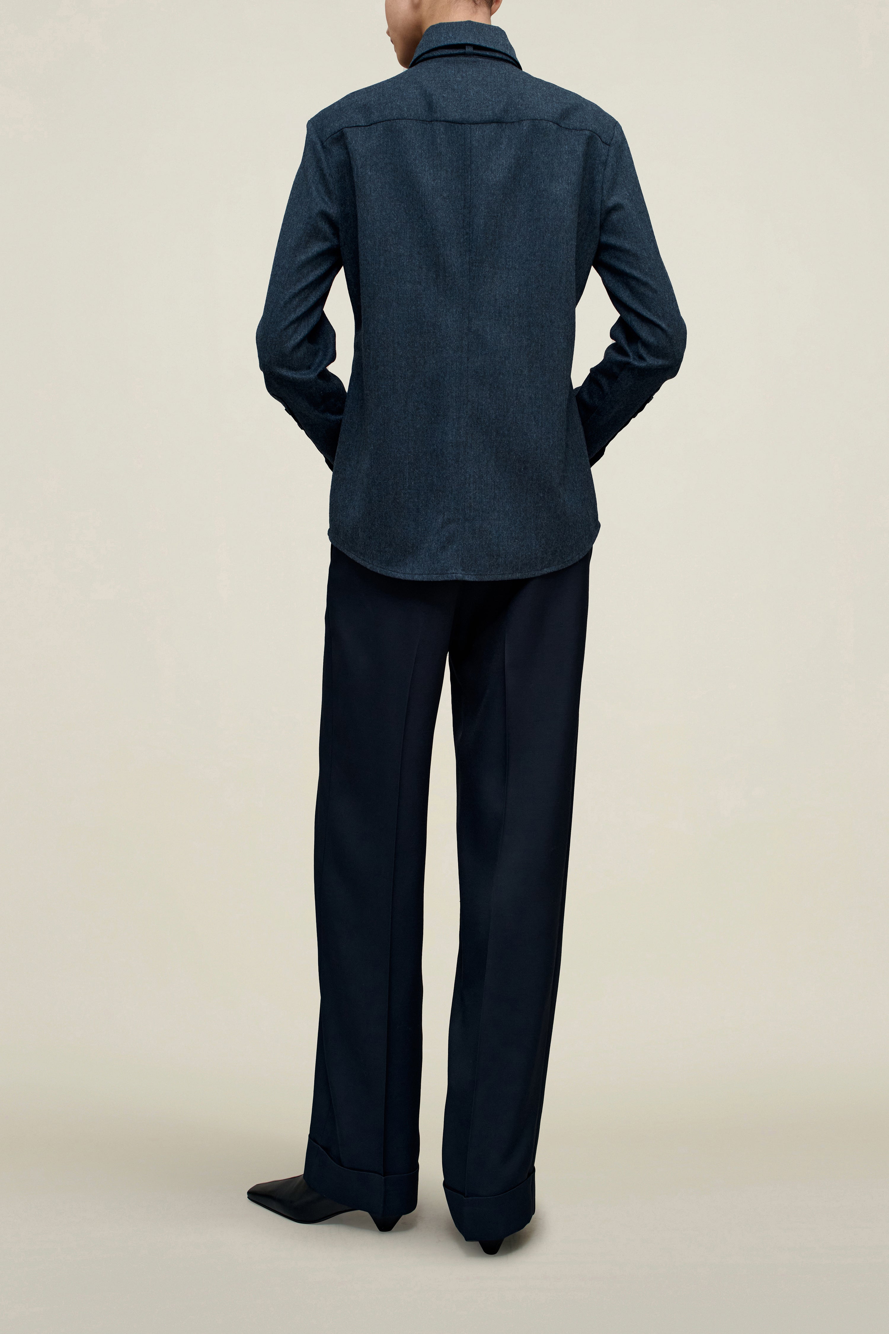 Billie Tie Blouse in Flannel Suiting