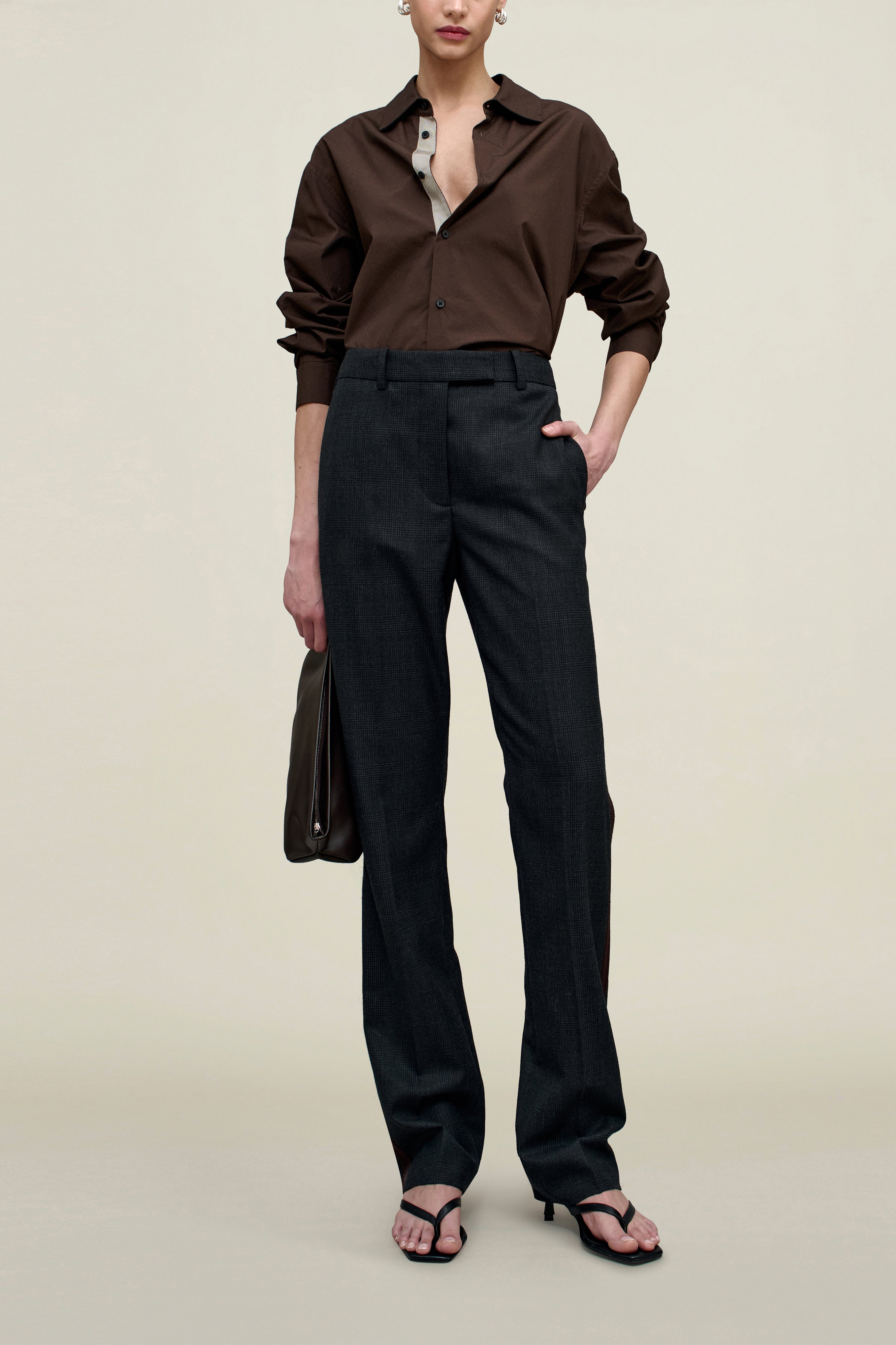 Charlie Tuxedo Trouser in Light Wool Suiting