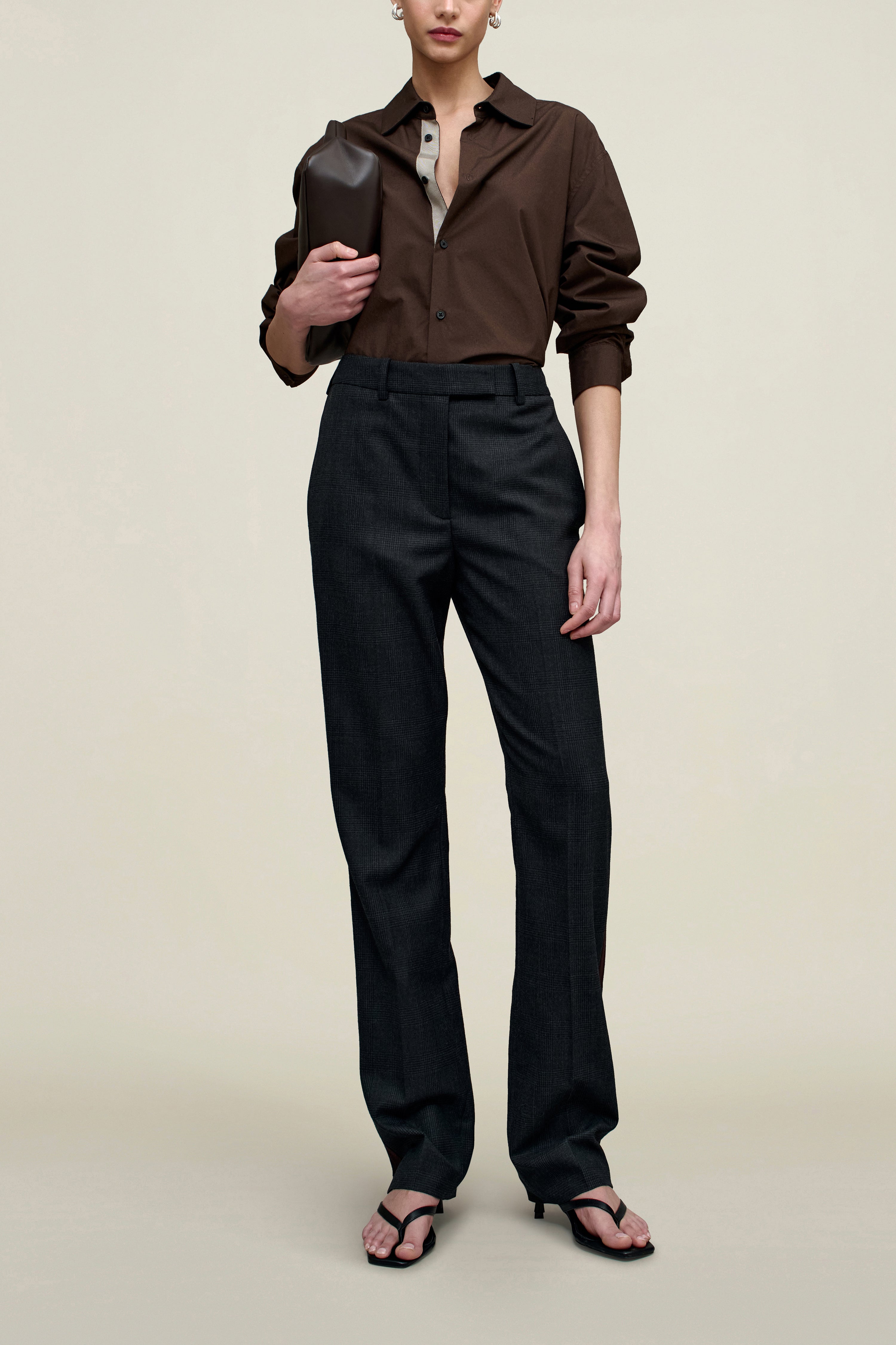 Charlie Tuxedo Trouser in Light Wool Suiting