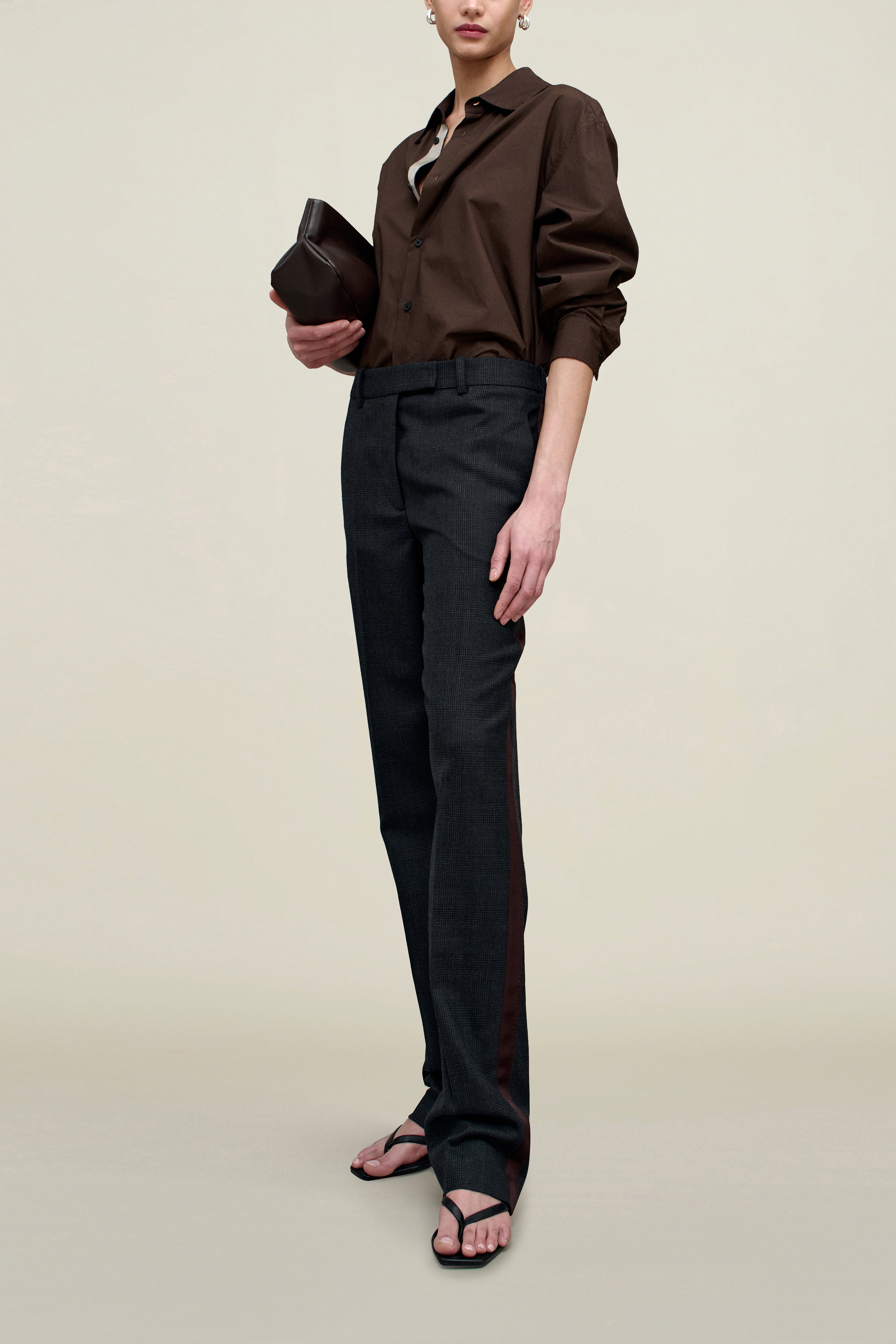 Charlie Tuxedo Trouser in Light Wool Suiting