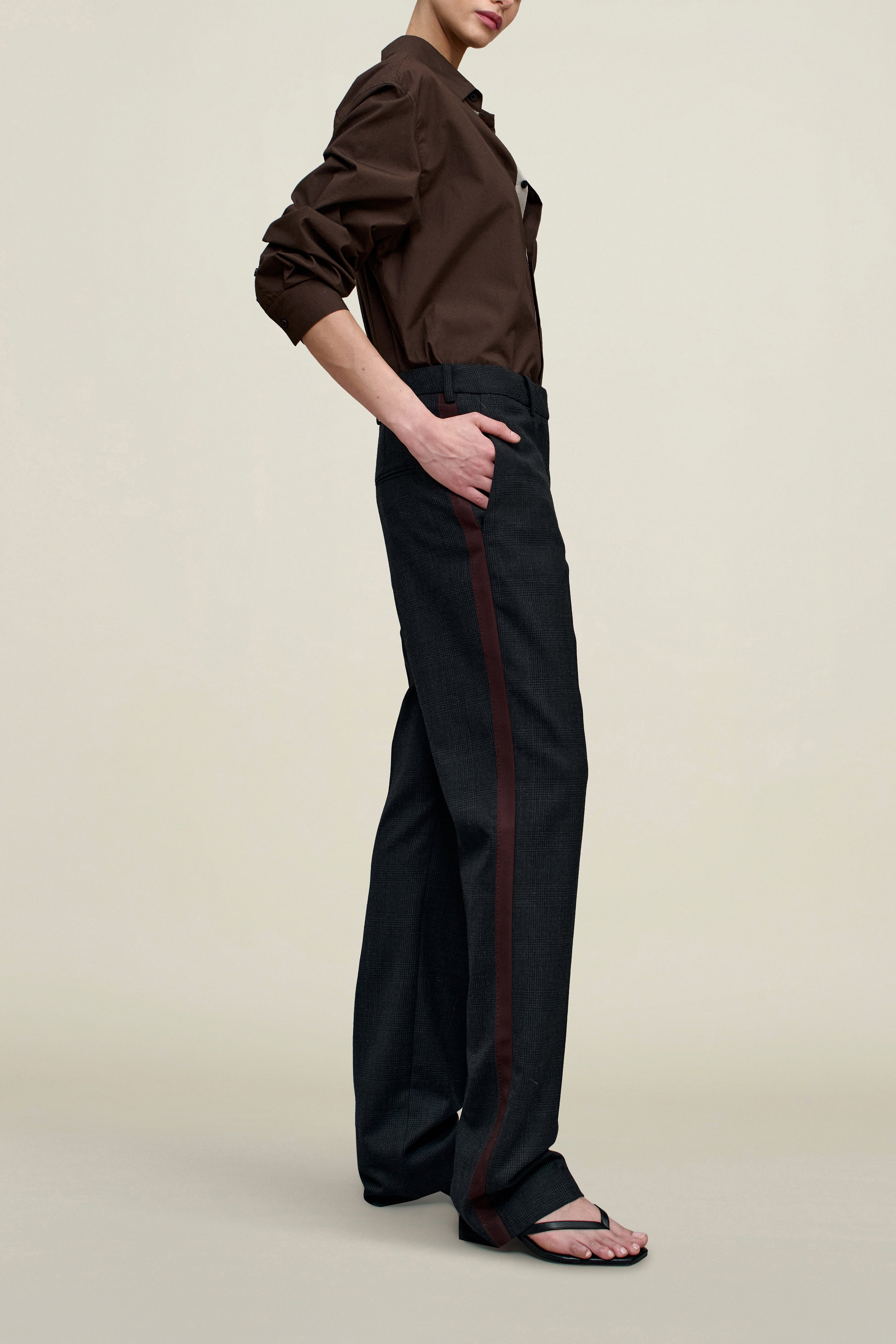 Charlie Tuxedo Trouser in Light Wool Suiting