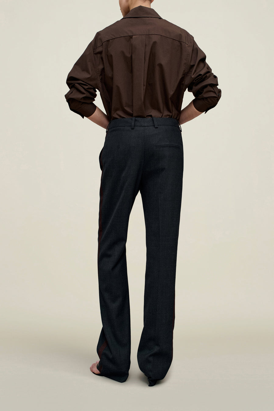 Charlie Tuxedo Trouser in Light Wool Suiting