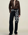 Ulla Tie Trouser in Black Virgin Wool with Plaid