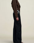 Ulla Tie Trouser in Black Virgin Wool with Plaid