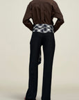 Ulla Tie Trouser in Black Virgin Wool with Plaid