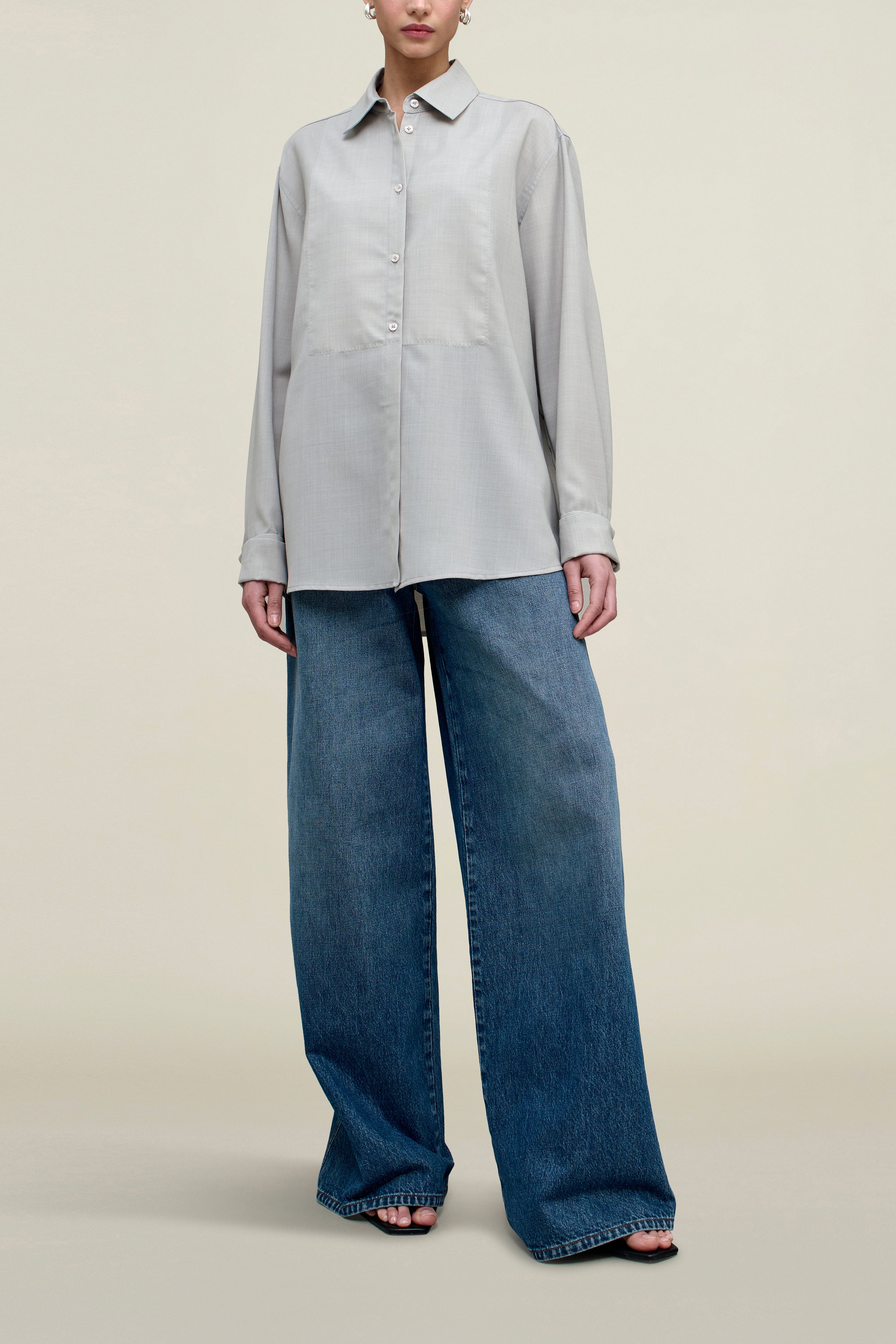 Chloé Bib Button Down in Wool Voile