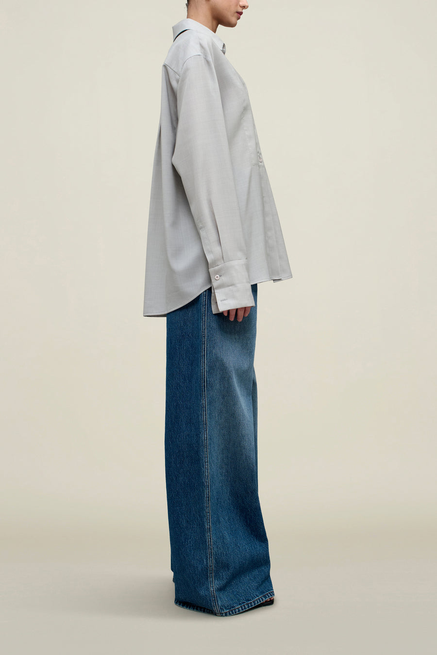 Chloé Bib Button Down in Wool Voile