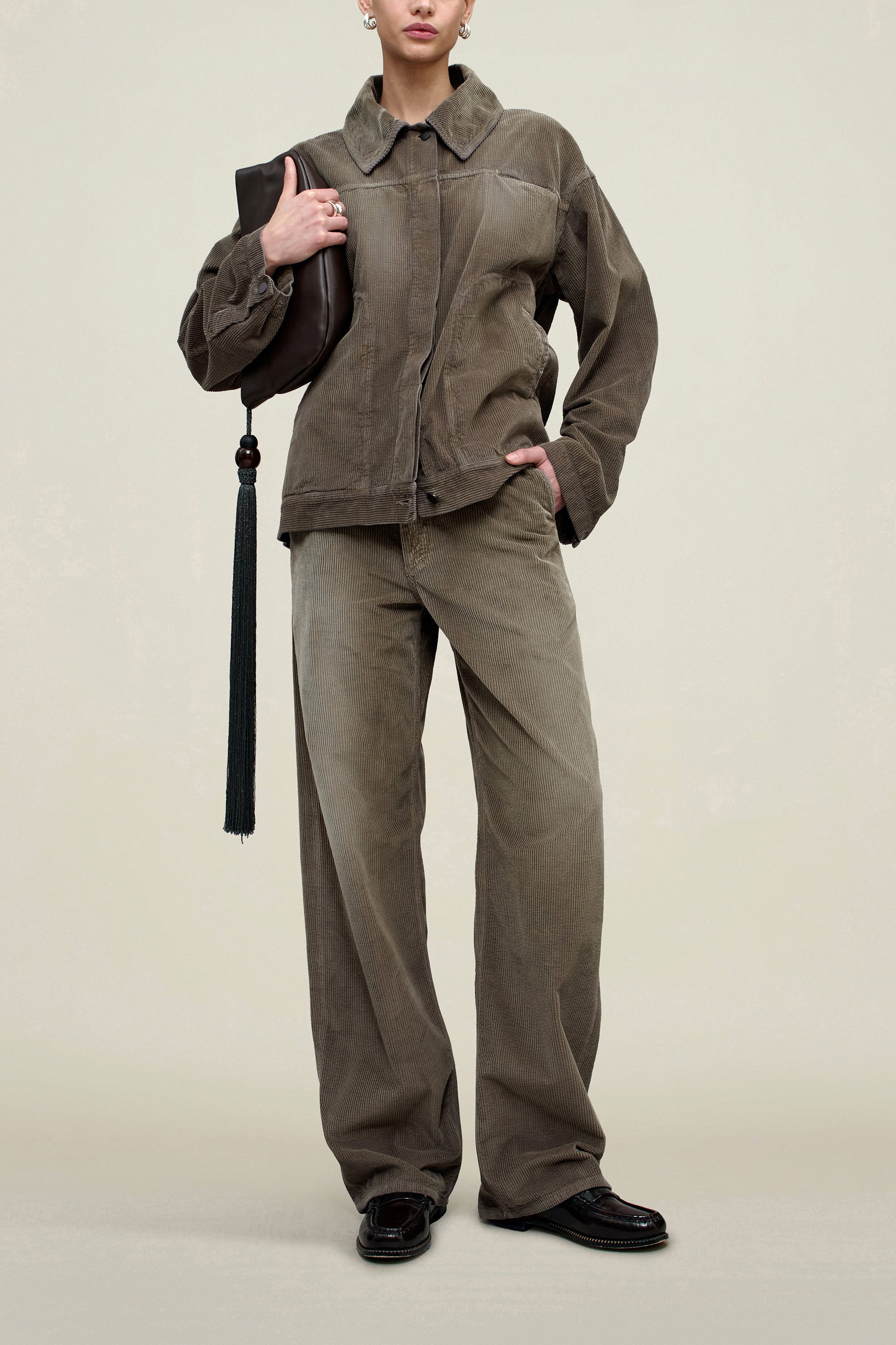 Column Leg Jean in Distressed Corduroy