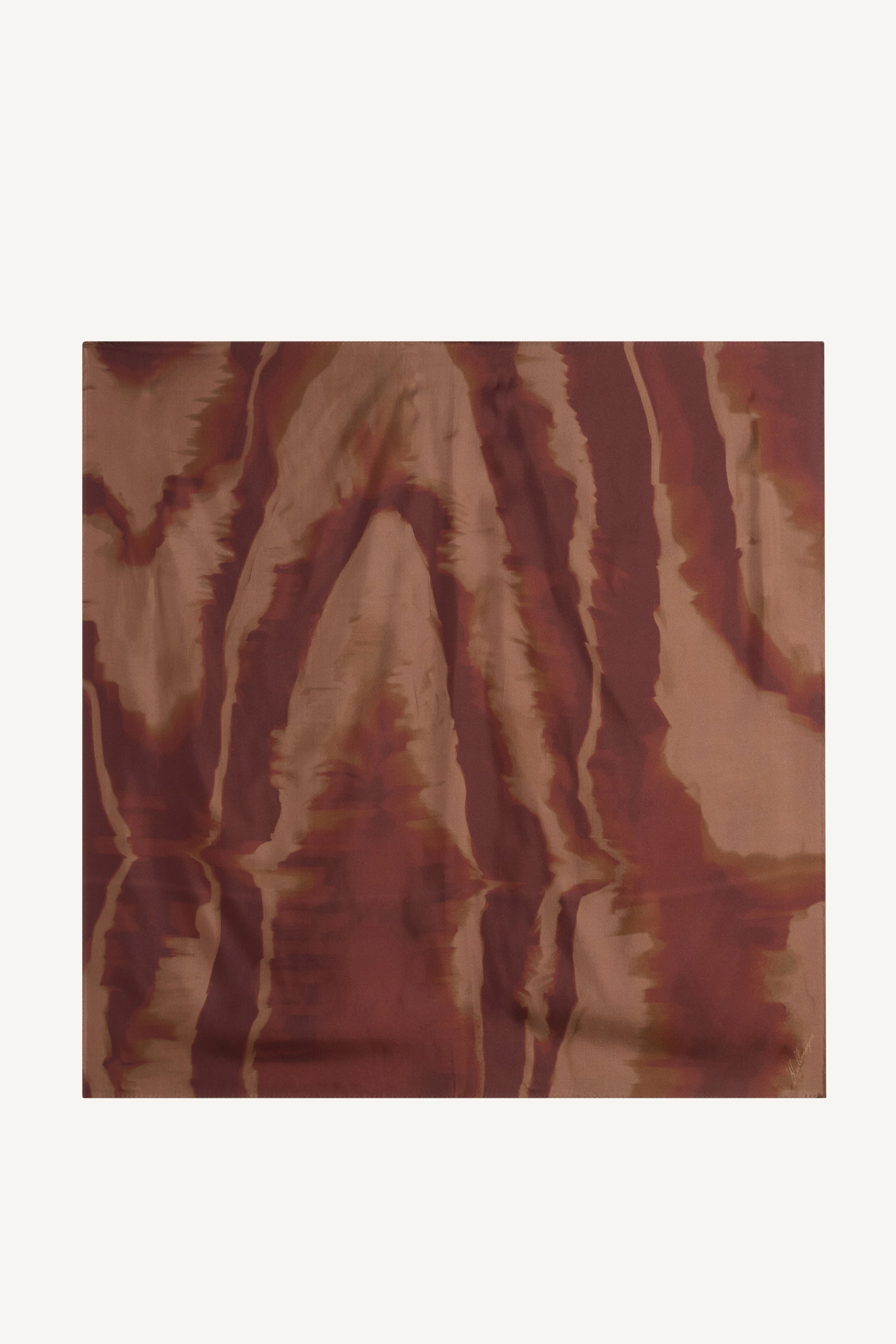 Large Oil Moire Scarf in Cacao Silk Twill