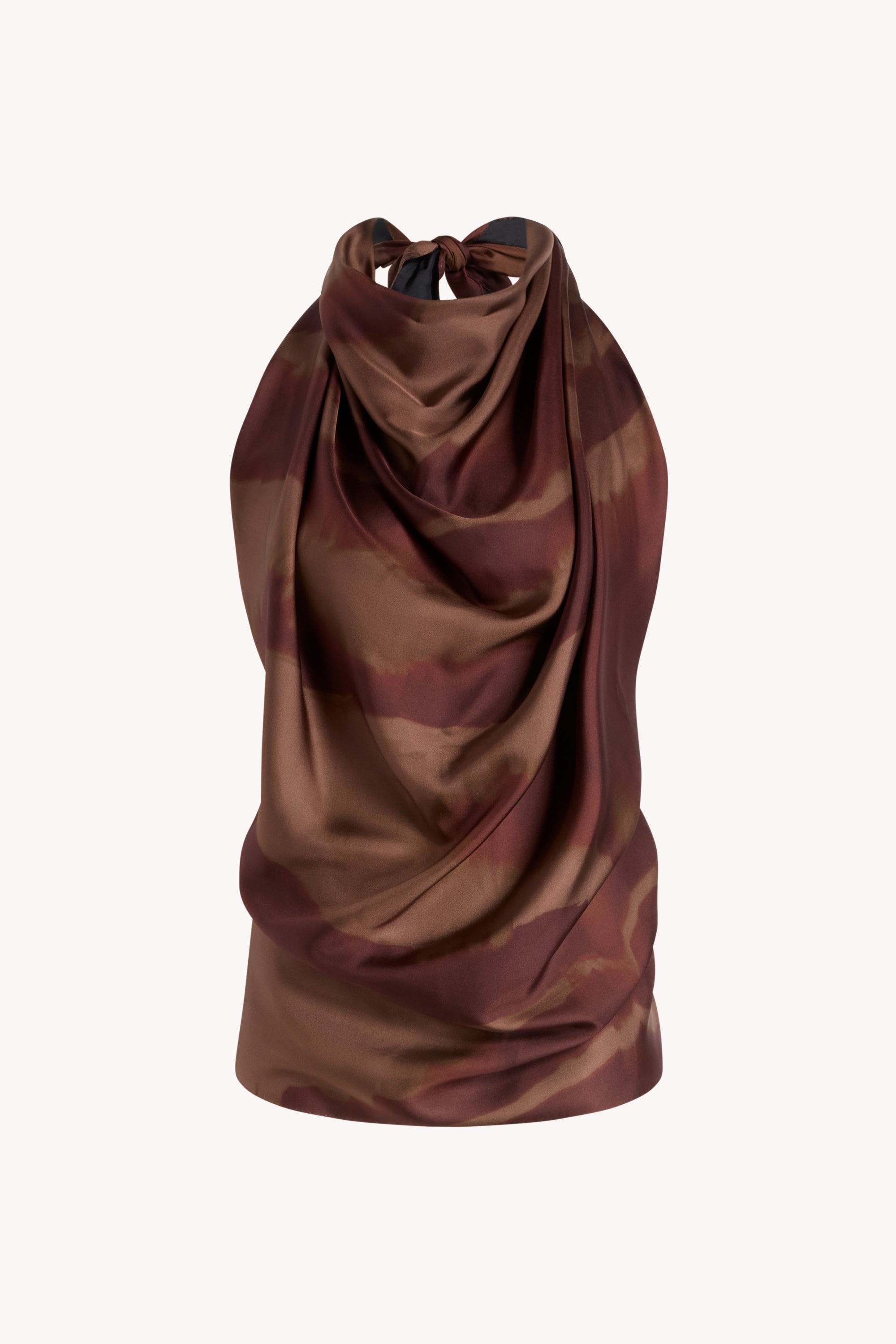 Scarf Top in Cacao Moire Silk Twill