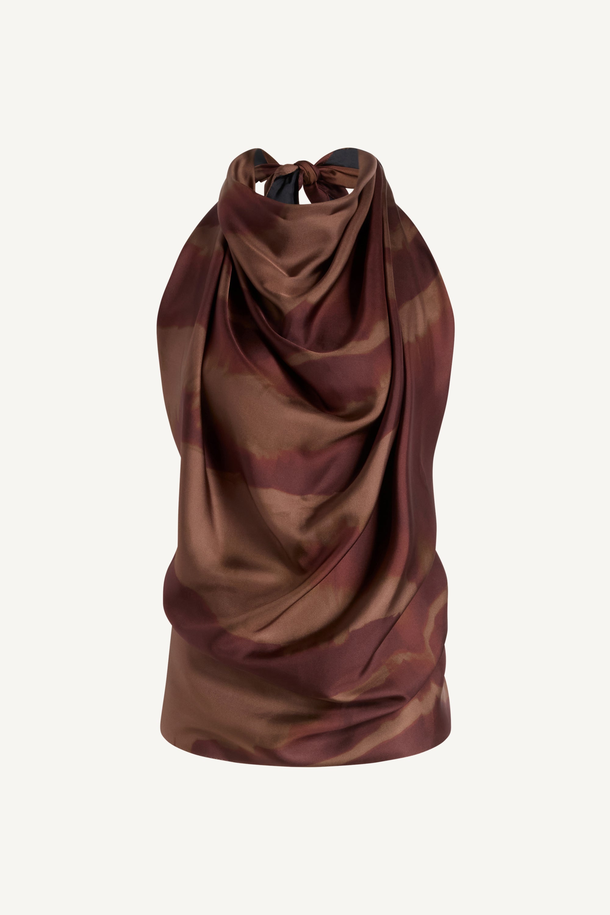 Scarf Top in Cacao Moire Silk Twill
