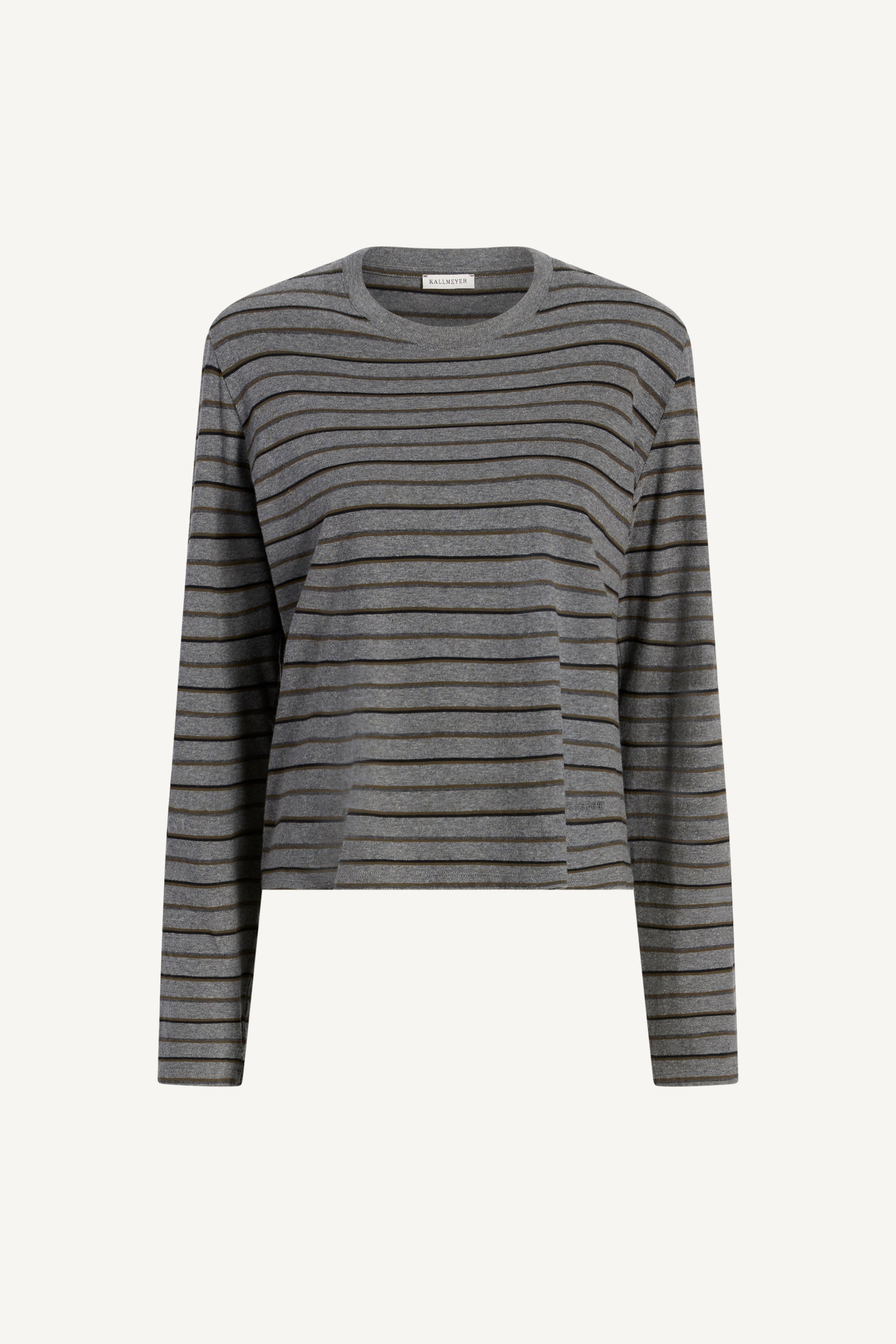 Wynn Long Sleeve T-Shirt in Charcoal Stripe