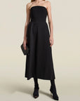 Blaise Tube Dress in Black Stretch-Knit Suiting